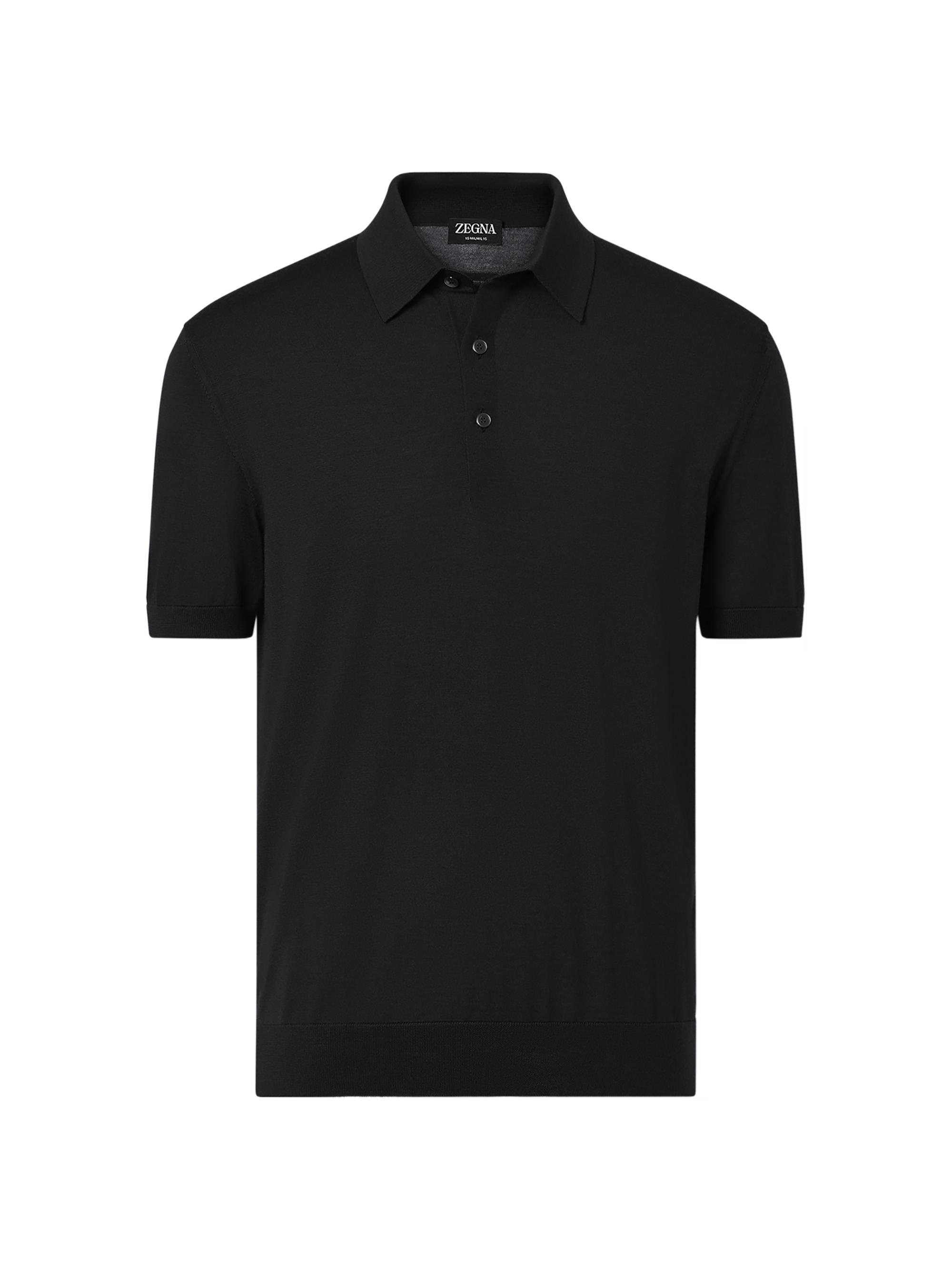 ZEGNA Men's 15milmil15 Wool Polo Shirt - Black | Thumbnail 6
