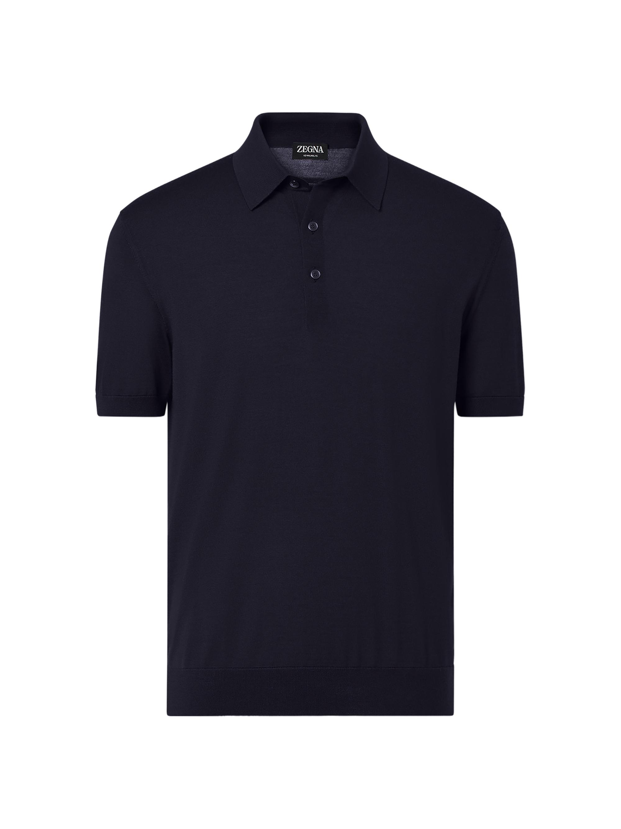 ZEGNA Men's 15milmil15 Wool Polo Shirt - Navy Blue | Thumbnail 6