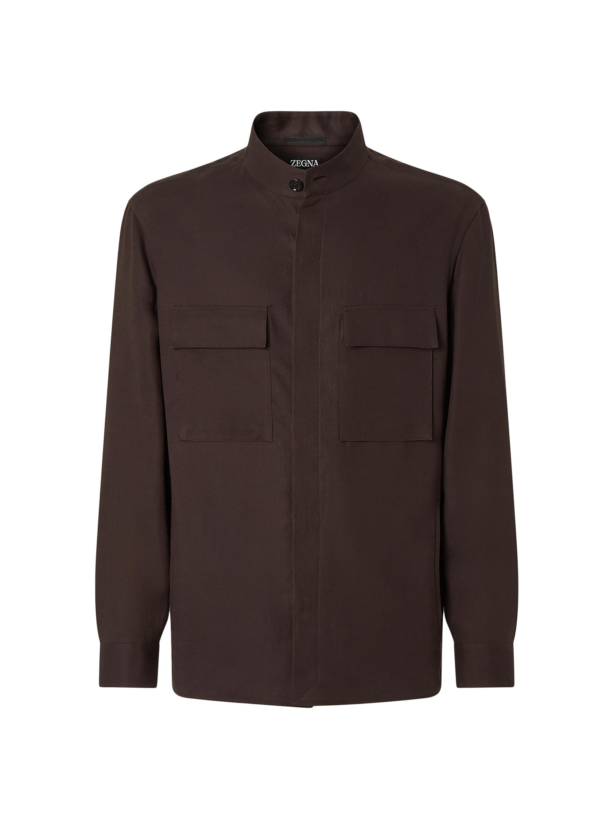ZEGNA Men's Oasi Lino Overshirt - Dark Brown
