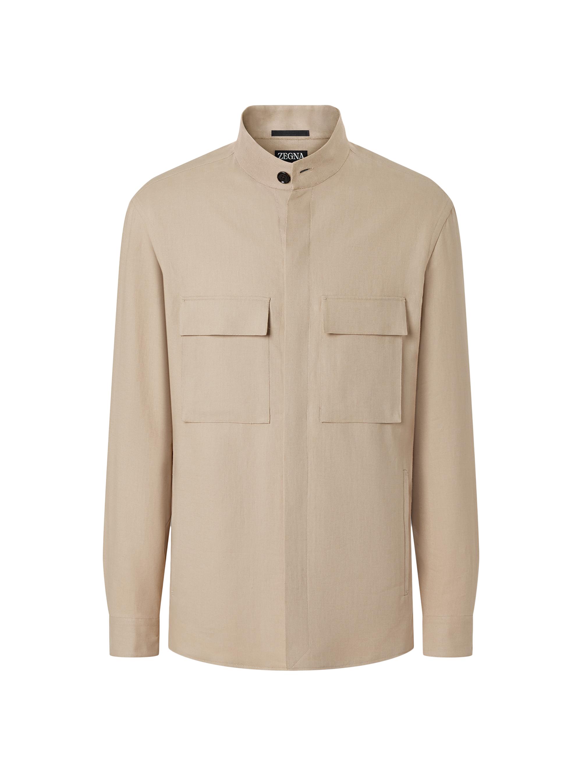 ZEGNA Men's Oasi Lino Overshirt - Light Taupe