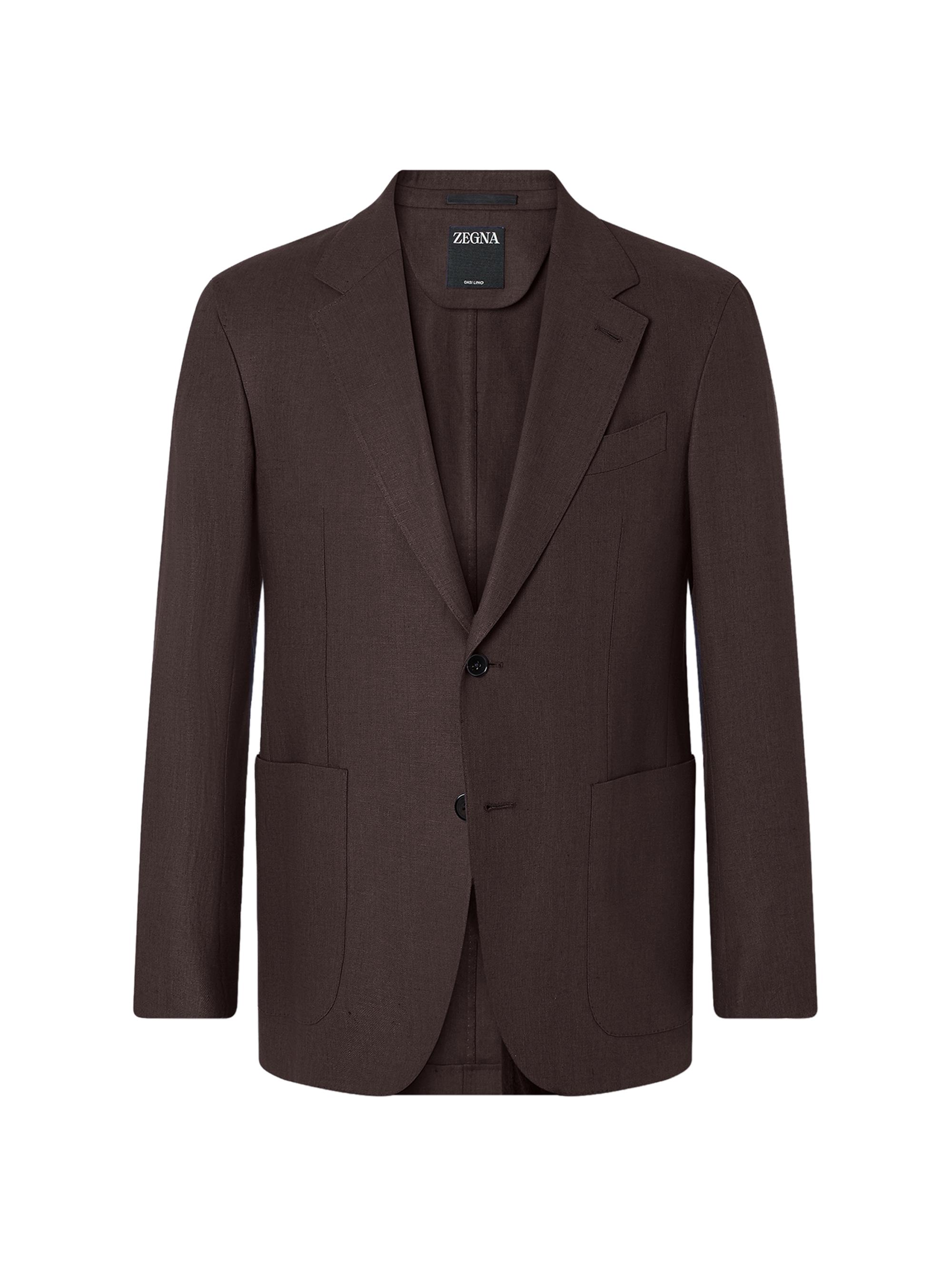 ZEGNA Men's Oasi Lino Jacket - Dark Brown