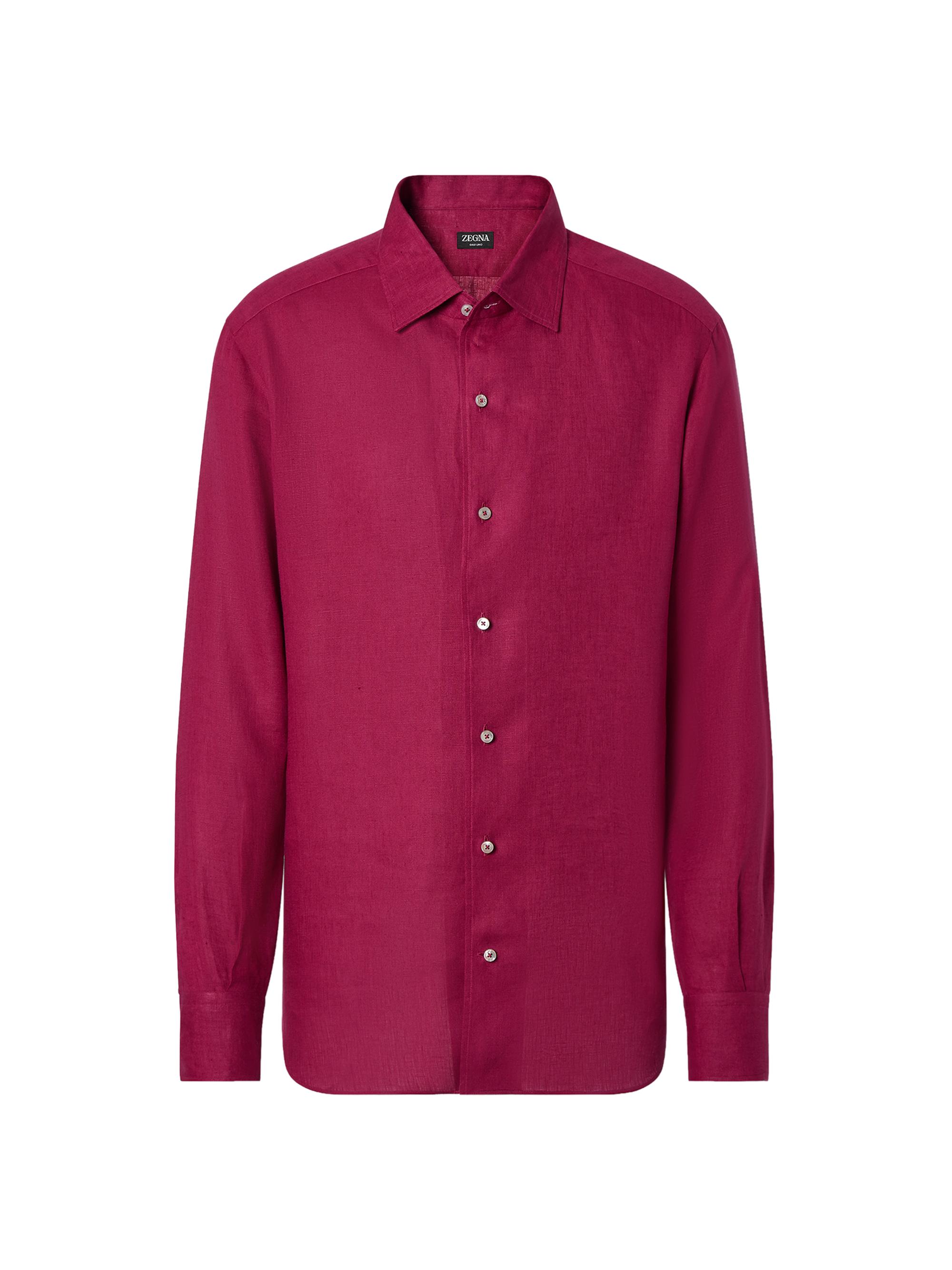 ZEGNA Men's Oasi Lino Shirt - Dark Pink