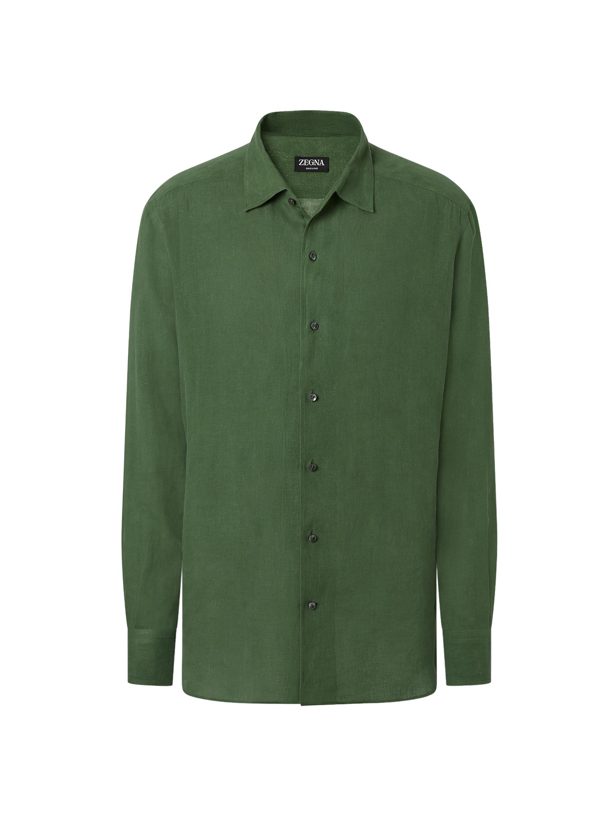 ZEGNA Men's Oasi Lino Shirt - Pine Green