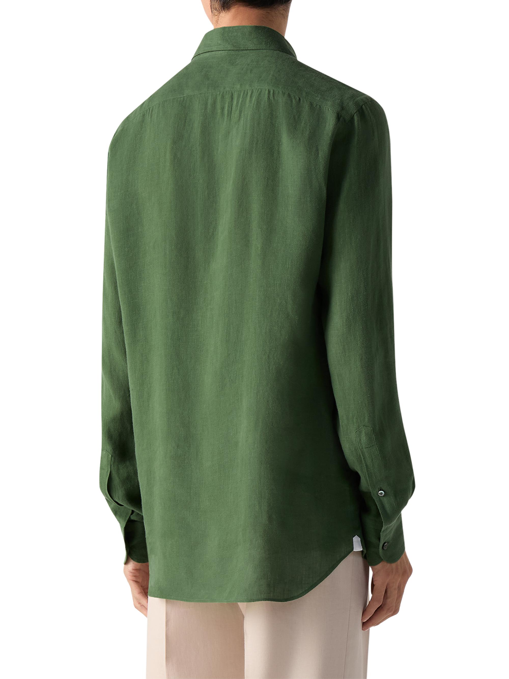ZEGNA Men's Oasi Lino Shirt - Pine Green | Thumbnail 3