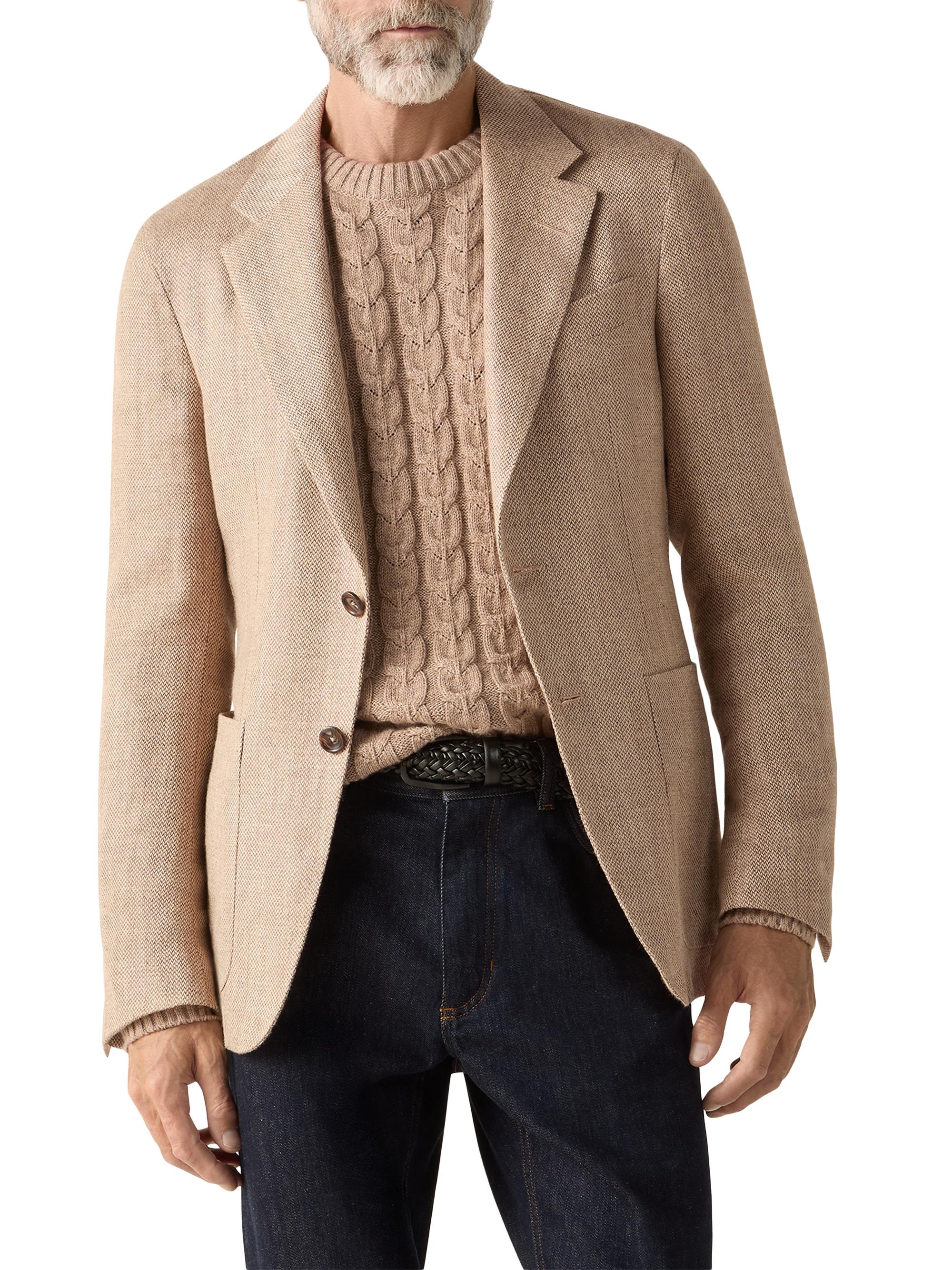 ZEGNA Men's Silk and Linen Jacket - Beige
