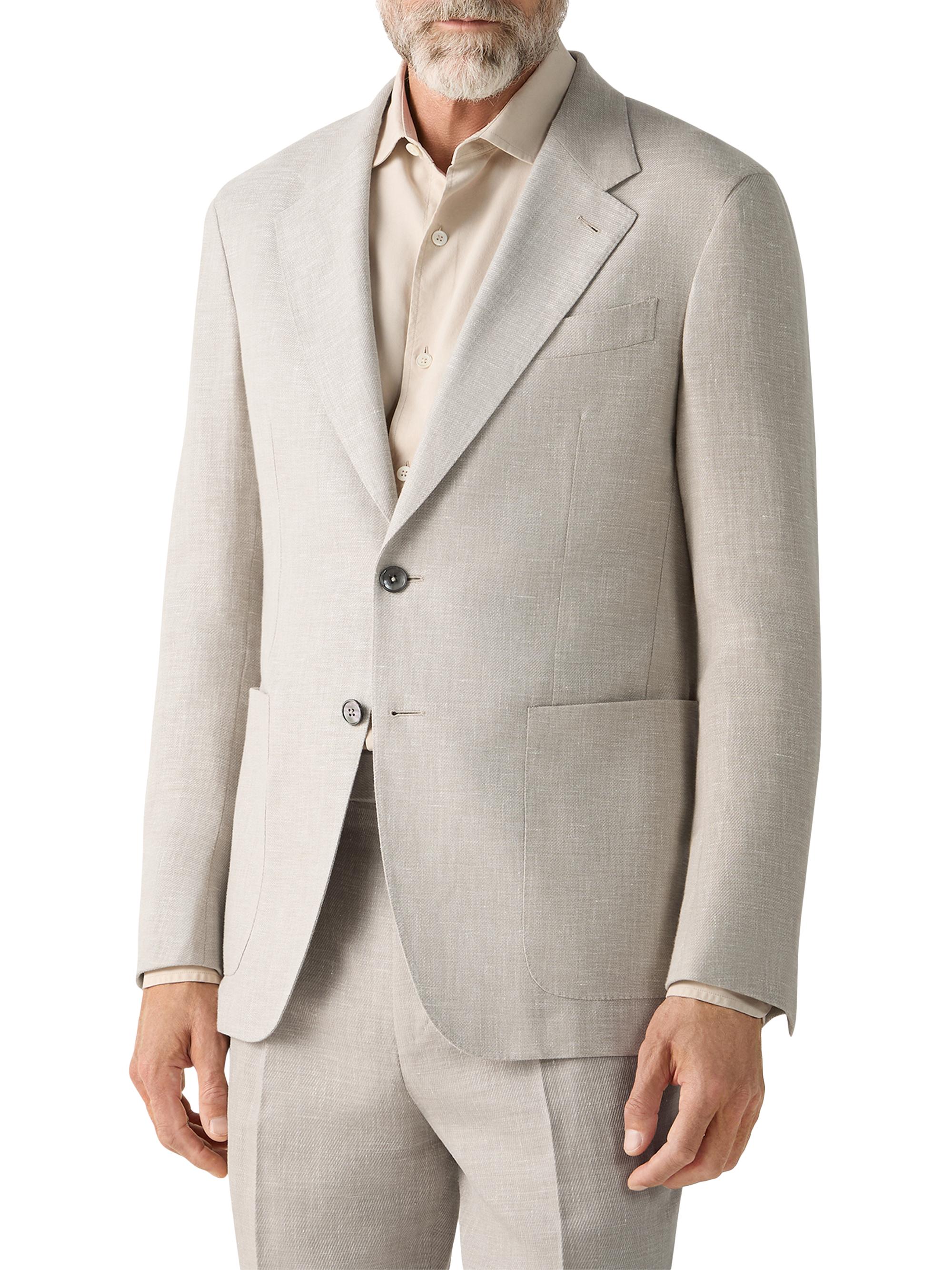 ZEGNA Men's Crossover Wool Linen and Silk Jacket - Light Beige