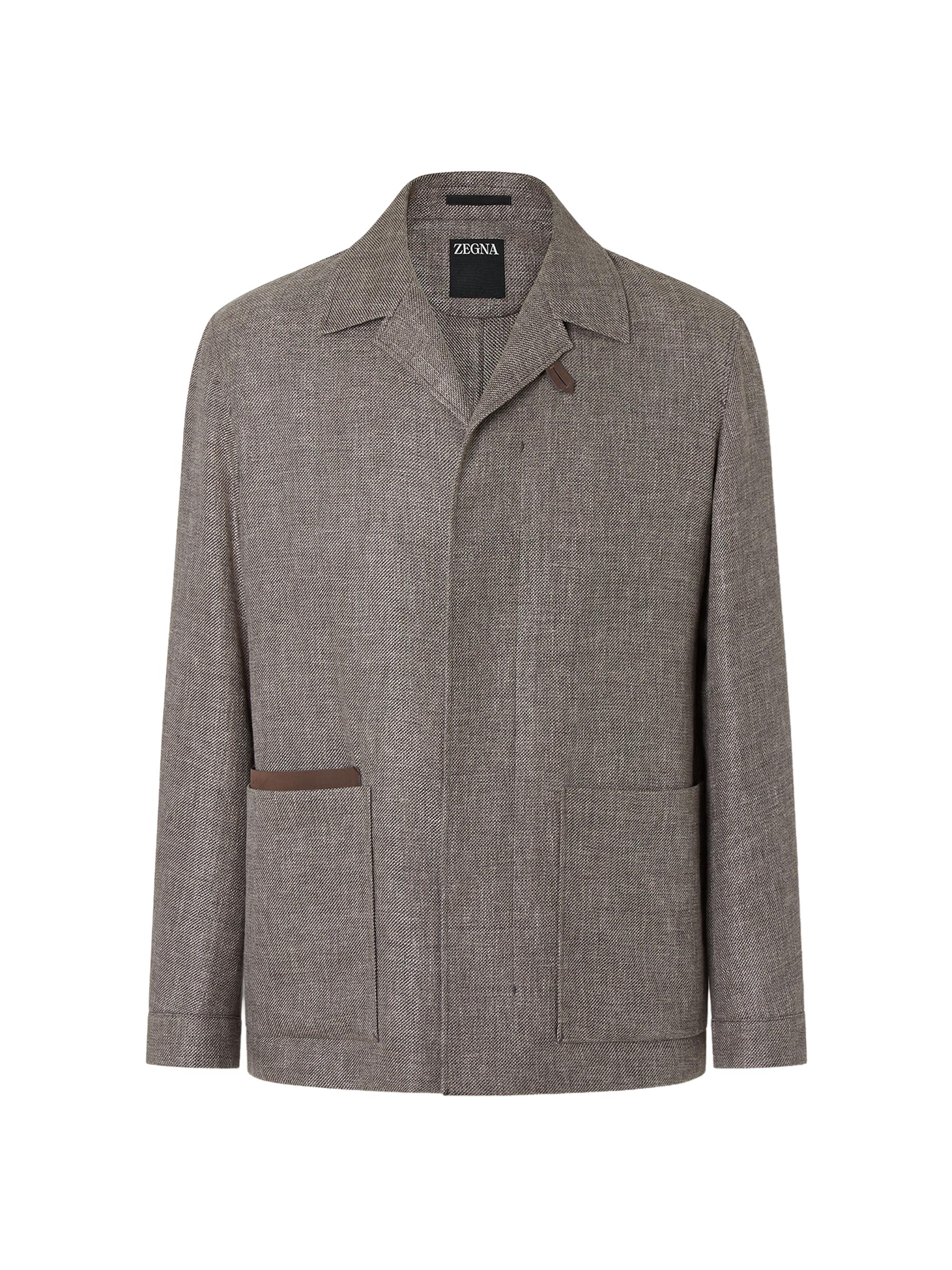 ZEGNA Men's Cashmere Linen and Silk Chore Jacket - Dark Taupe