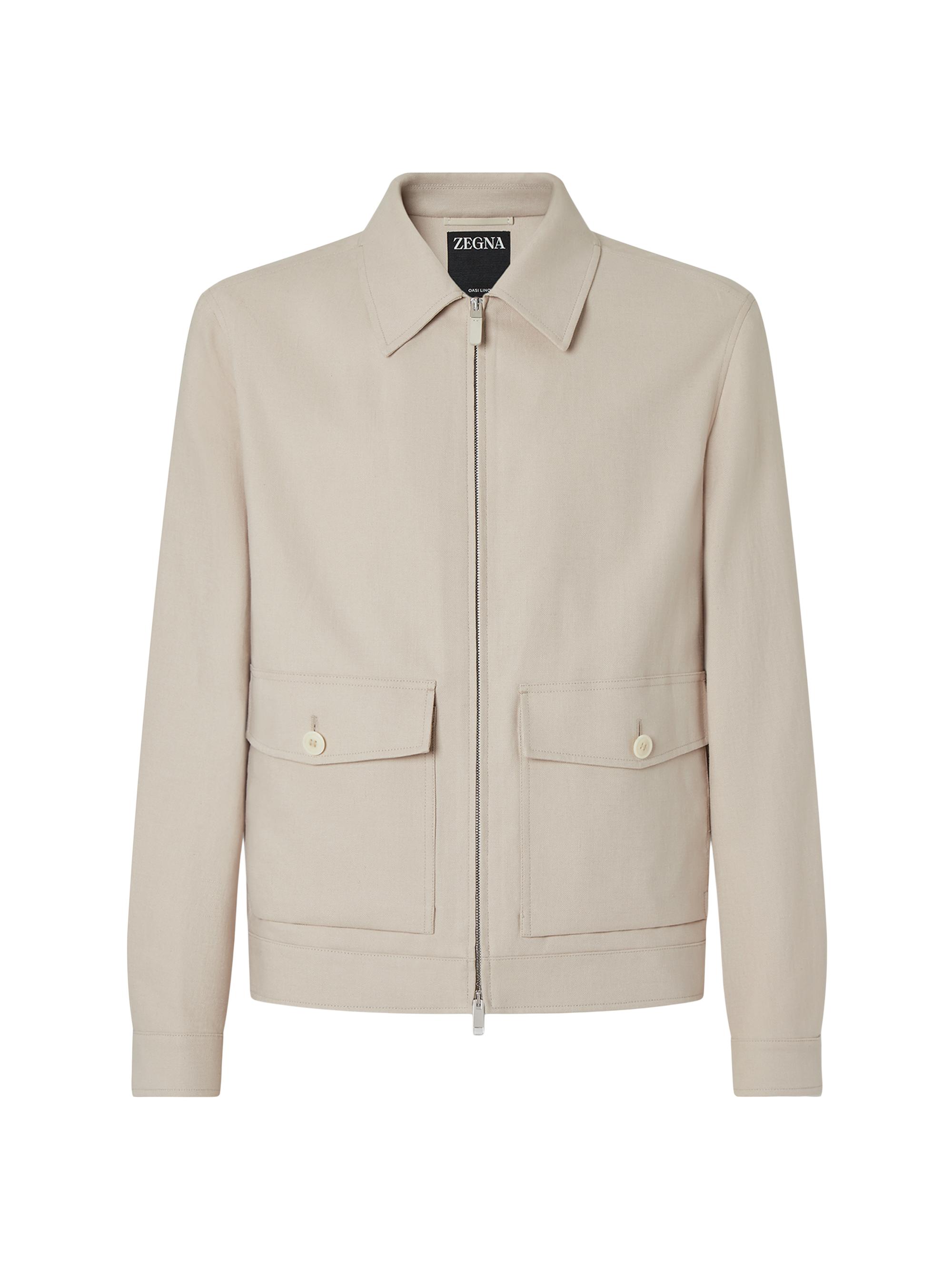 ZEGNA Men's Oasi Lino Blouson Jacket - Beige