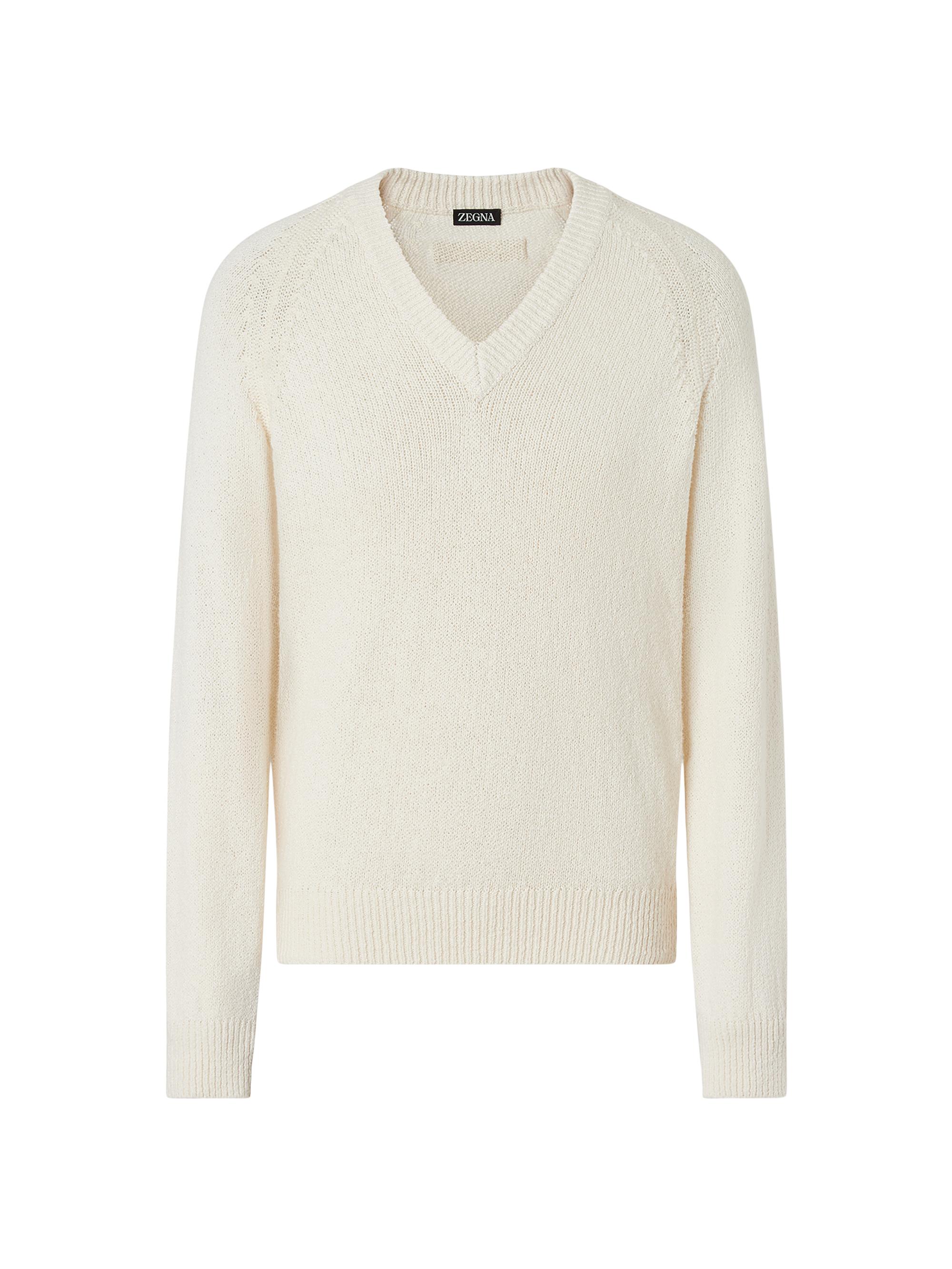ZEGNA Men's Cotton V-Neck T-Shirt - White