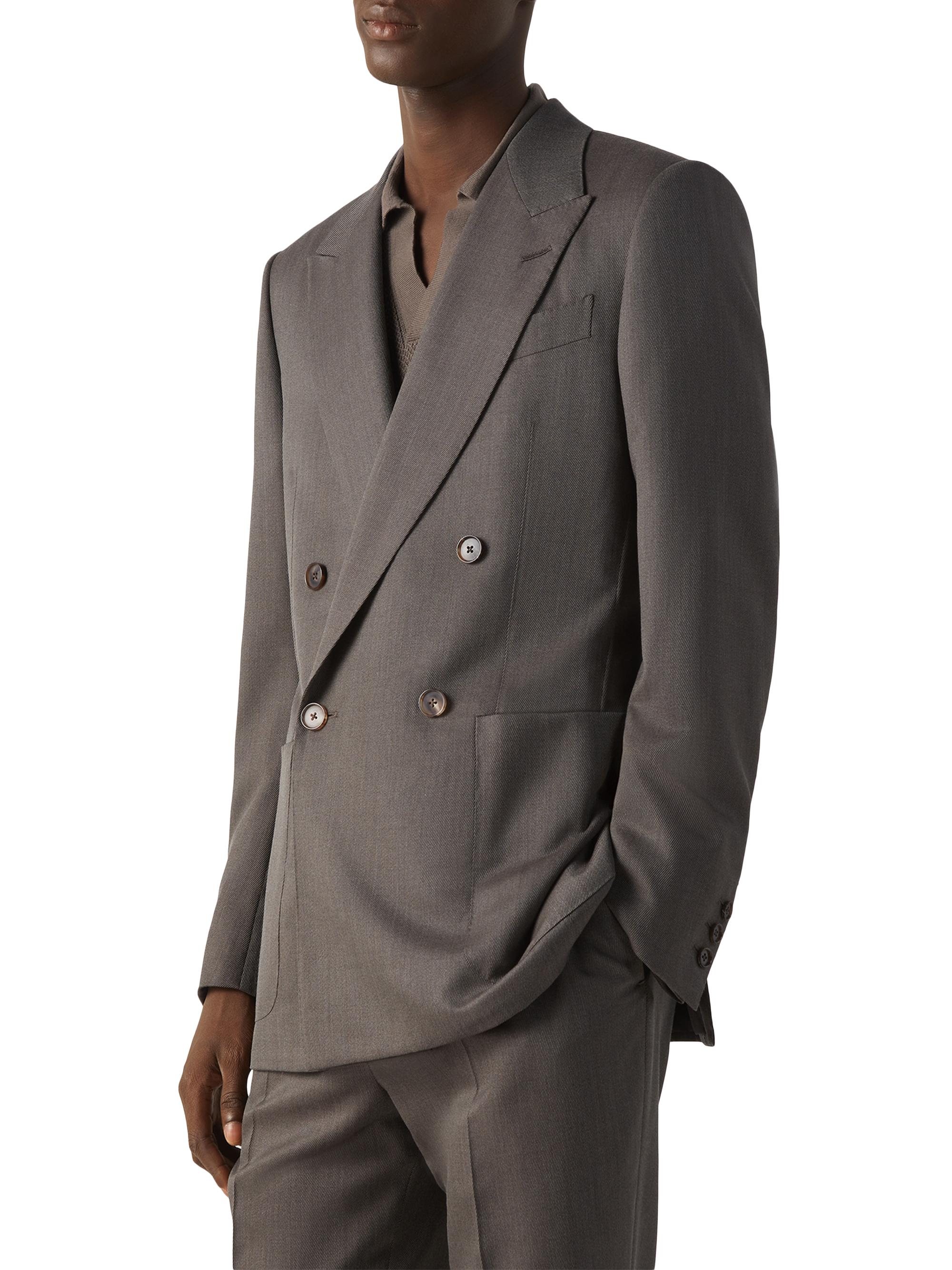 ZEGNA Men's Wool and Silk Jacket - Dark Taupe