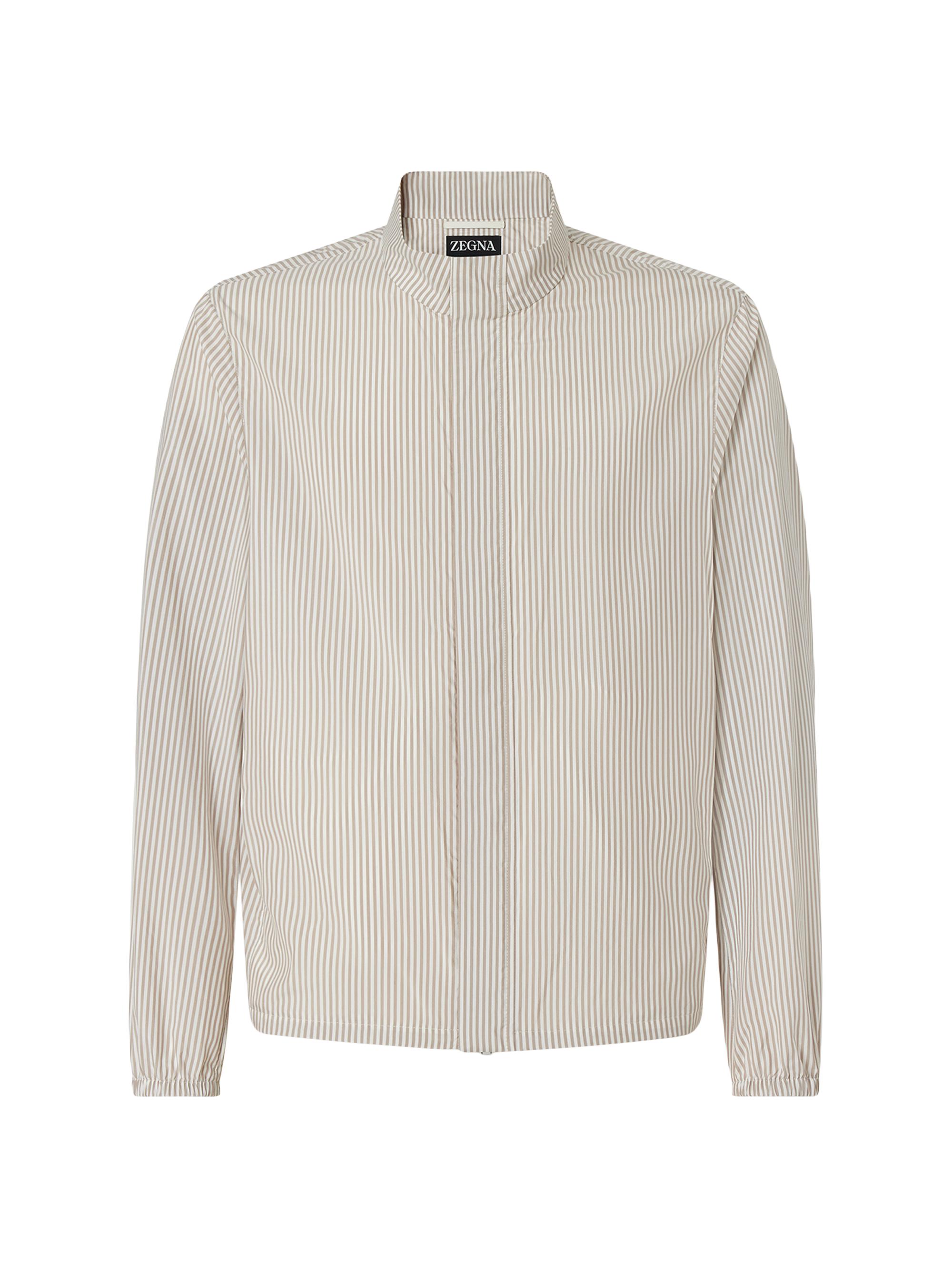ZEGNA Men's Silk Blouson Jacket - White Light Taupe