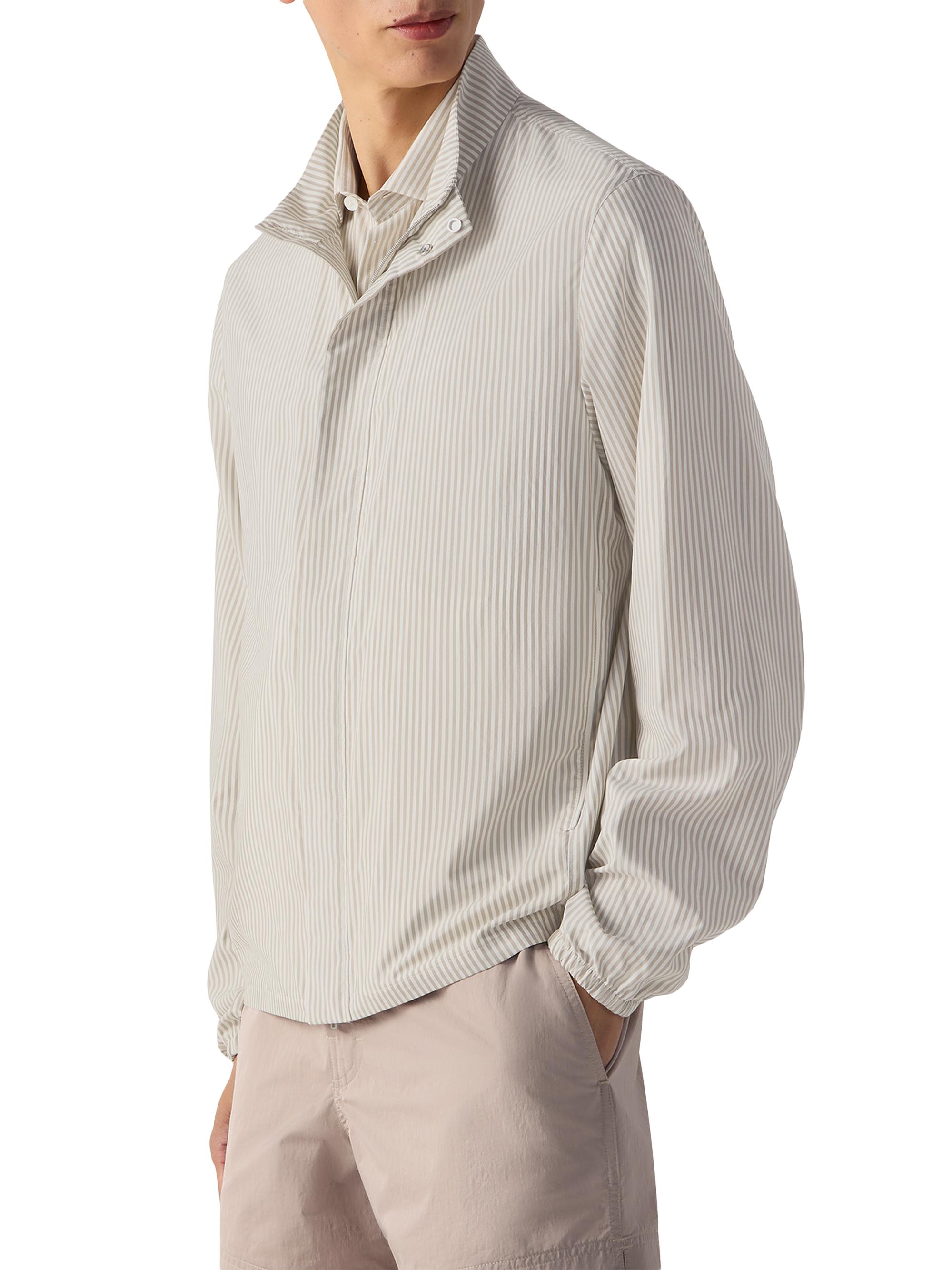 ZEGNA Men's Silk Blouson Jacket - White Light Taupe | Thumbnail 2