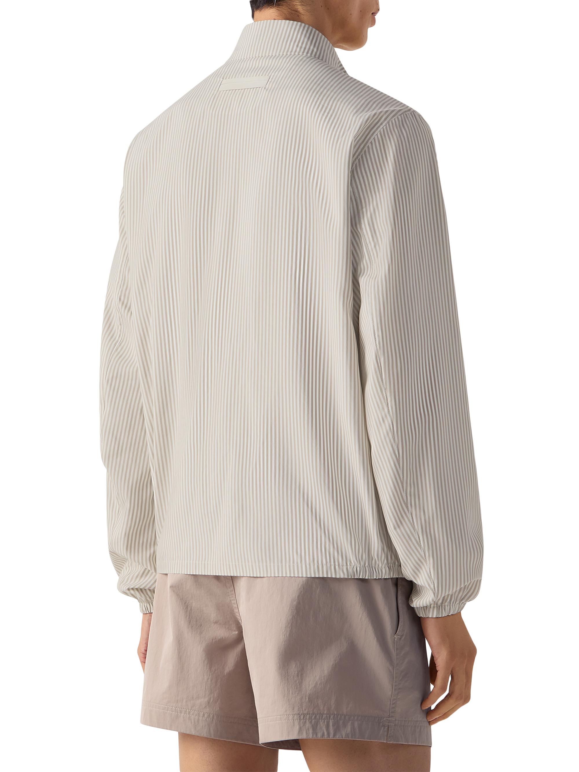 ZEGNA Men's Silk Blouson Jacket - White Light Taupe | Thumbnail 3
