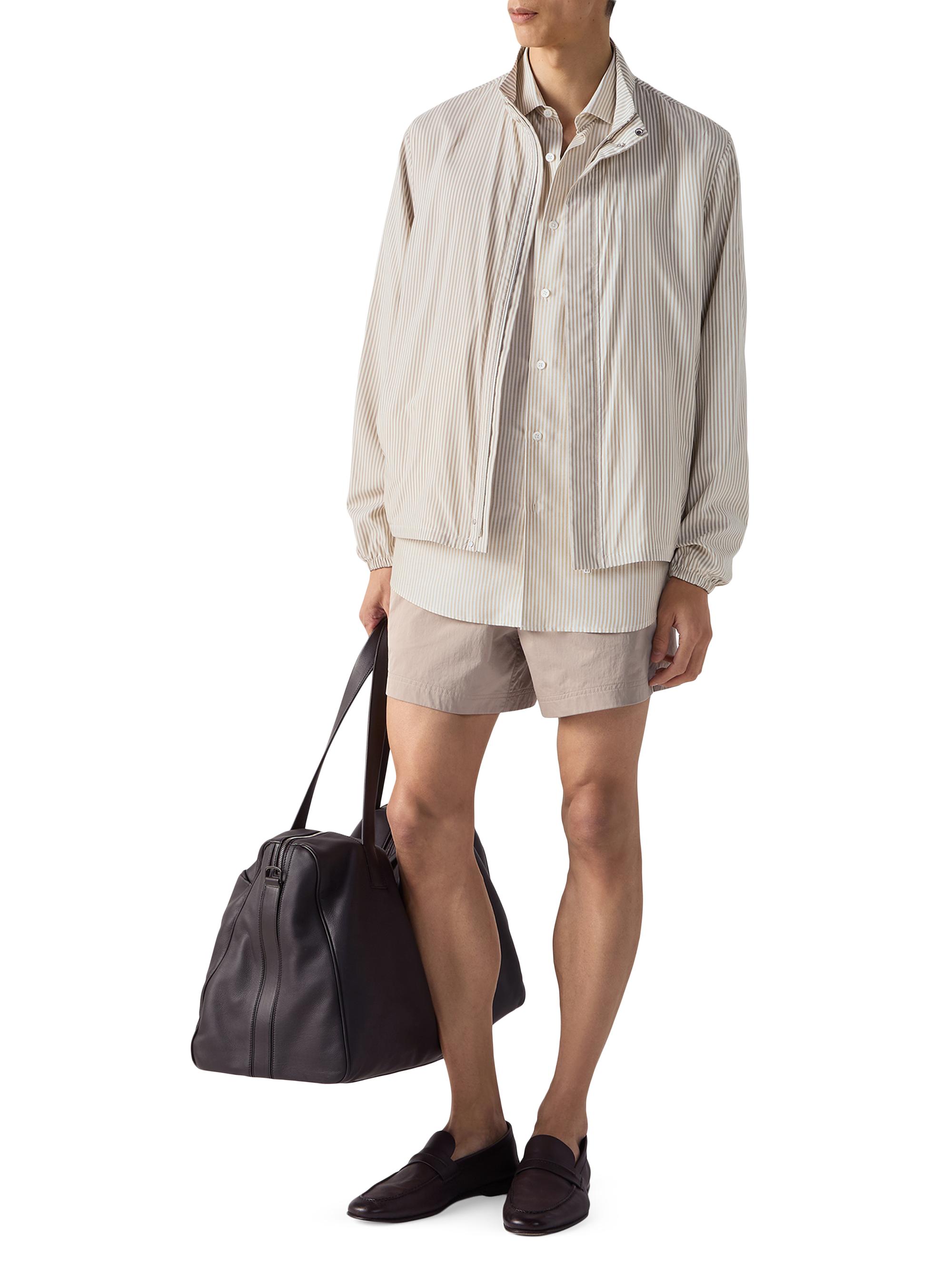 ZEGNA Men's Silk Blouson Jacket - White Light Taupe | Thumbnail 6