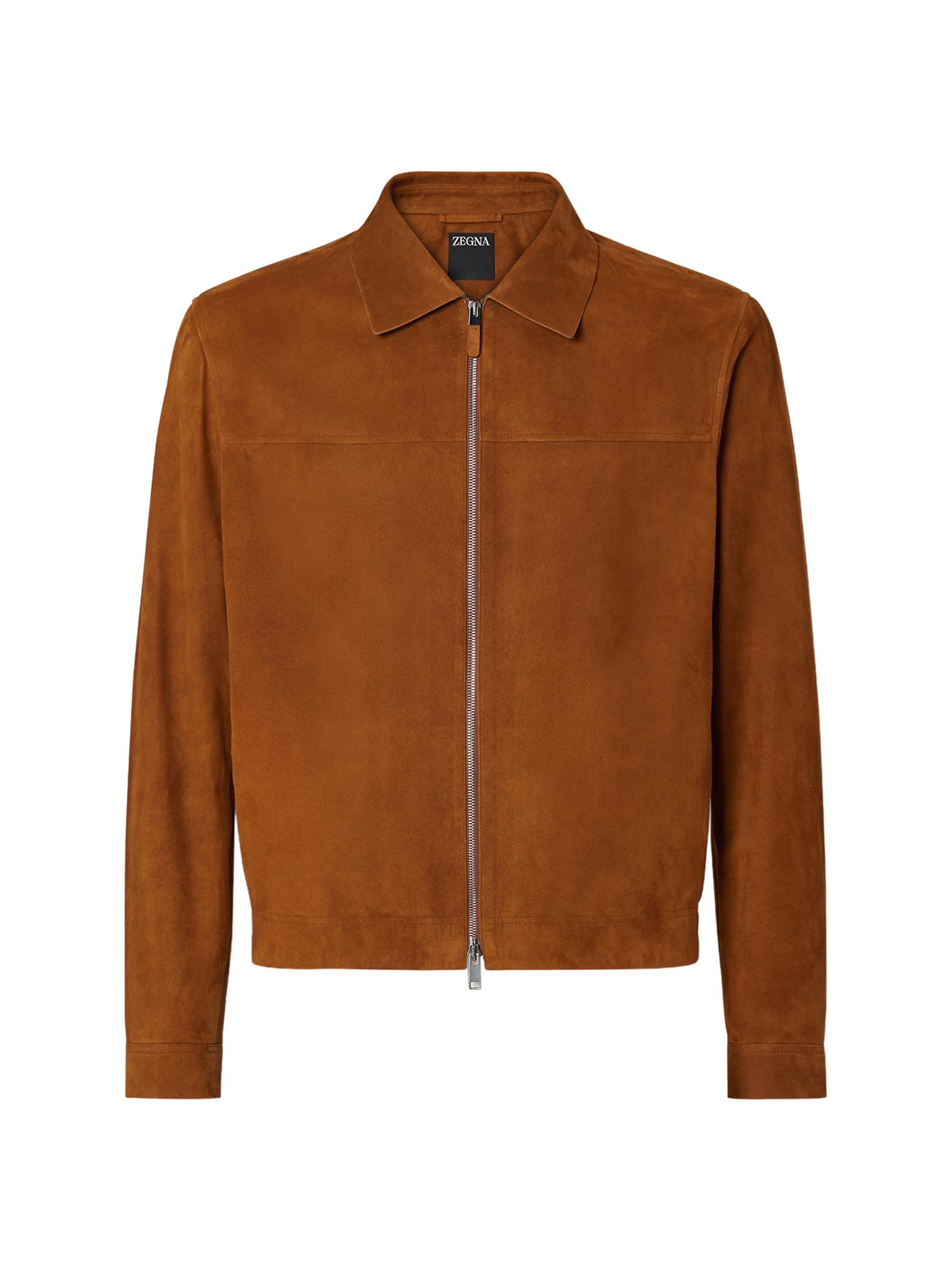 ZEGNA Men's Suede Blouson Jacket - Dark Foliage