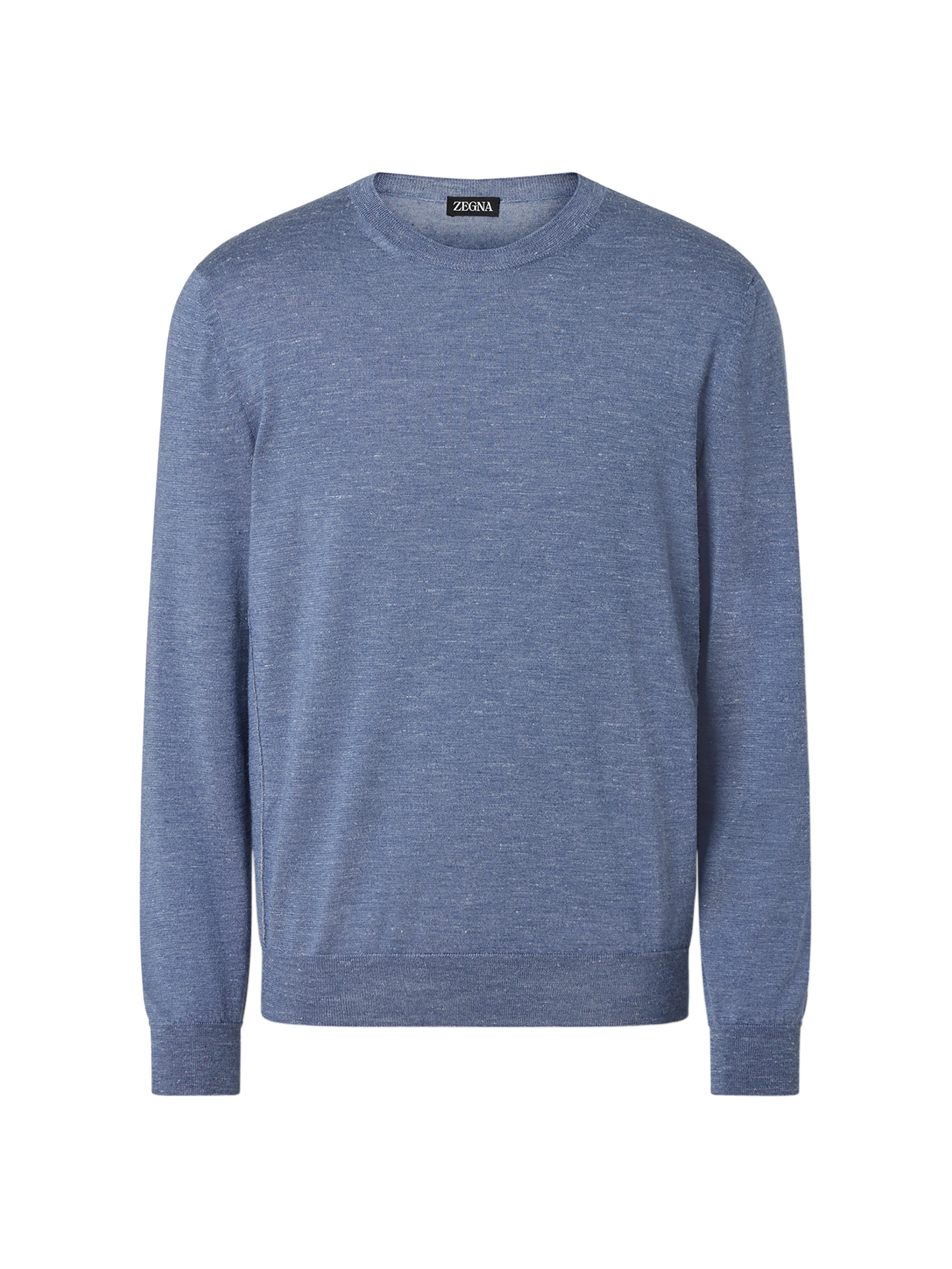 ZEGNA Men's Silk Cashmere and Linen Crewneck Sweater - Lilac Melange