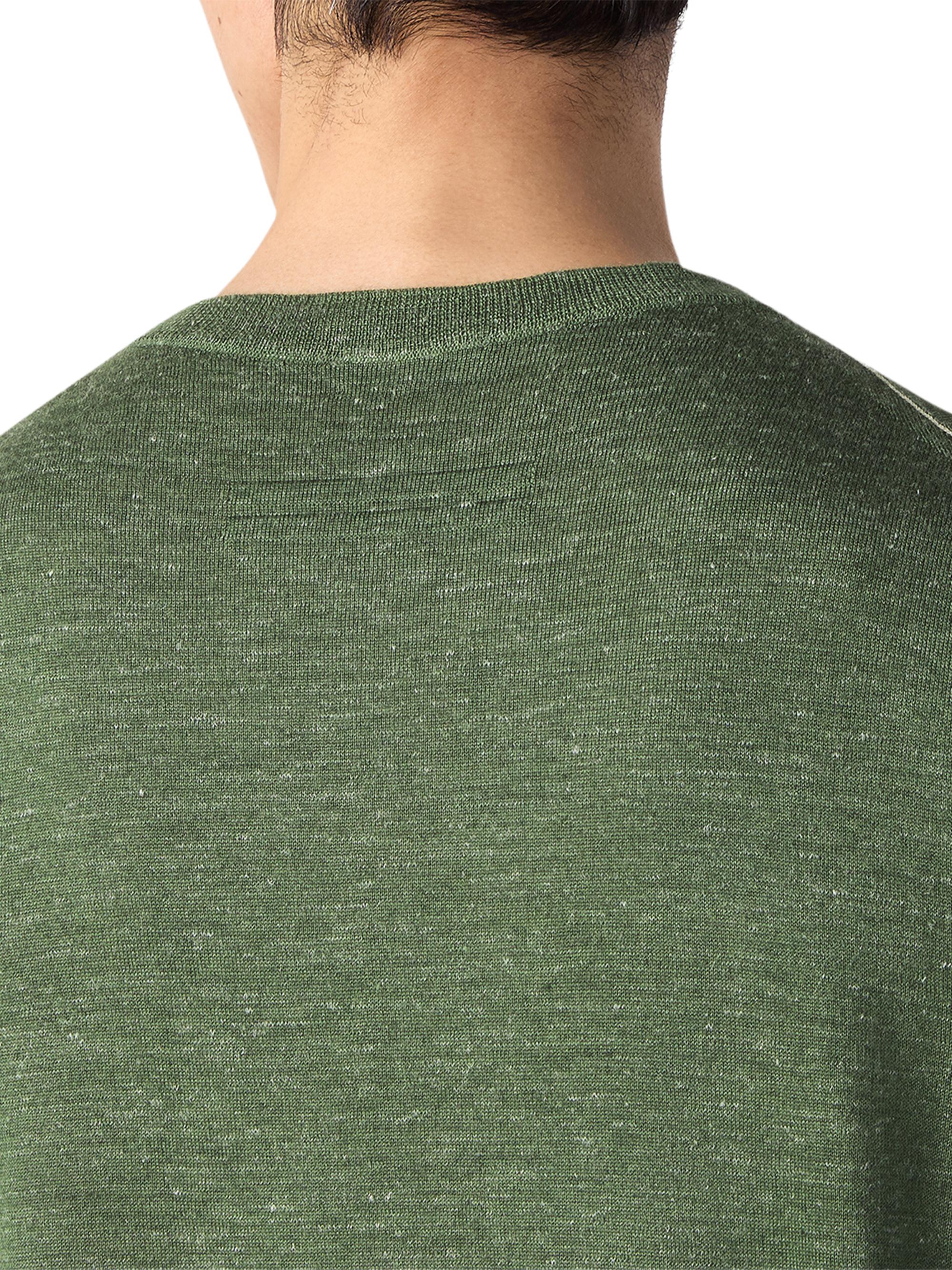 ZEGNA Men's Silk Cashmere and Linen Crewneck Sweater - Pine Green Melange | Thumbnail 4
