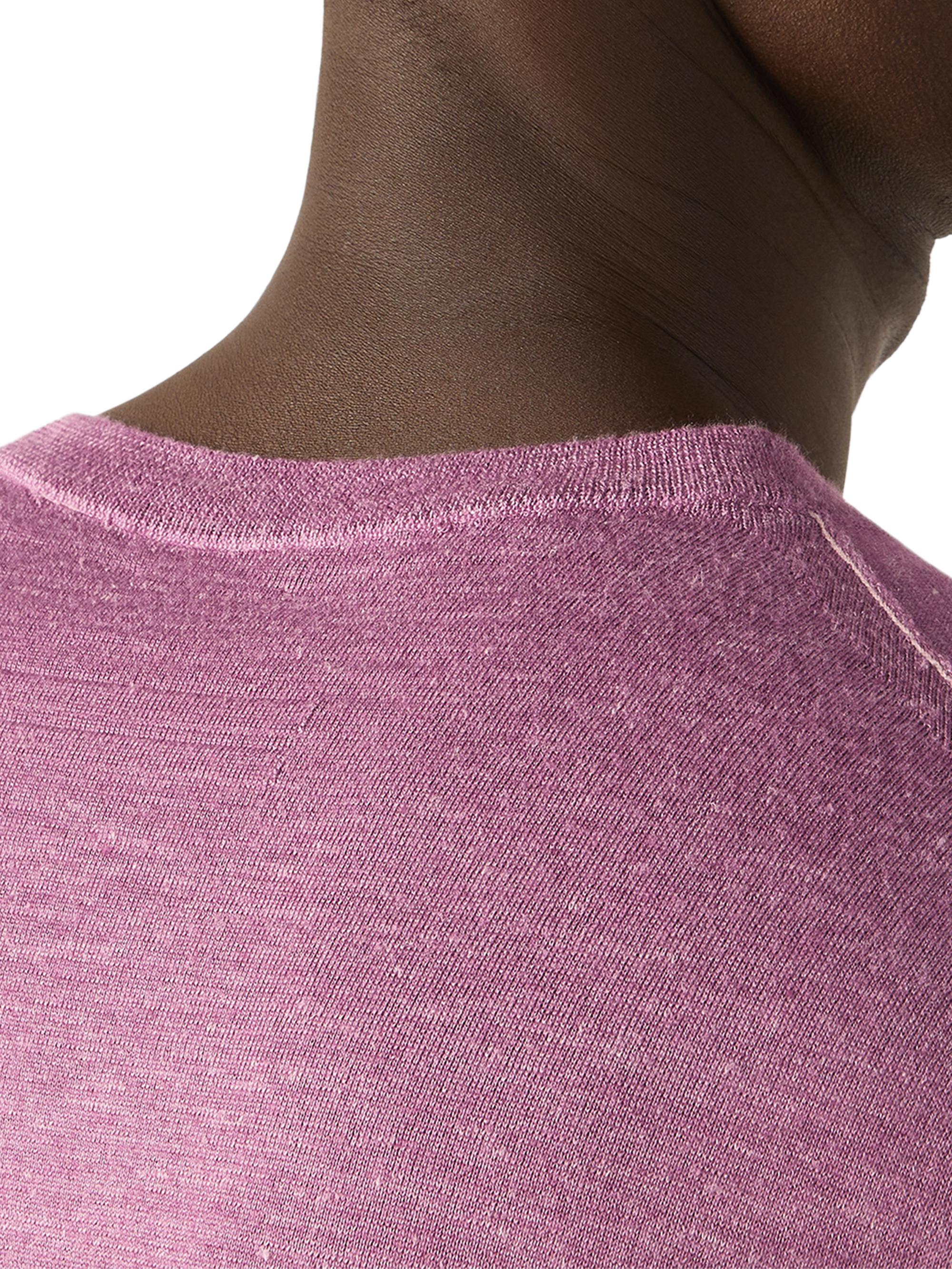 ZEGNA Men's Silk Cashmere and Linen Crewneck Sweater - Pink Melange | Thumbnail 4