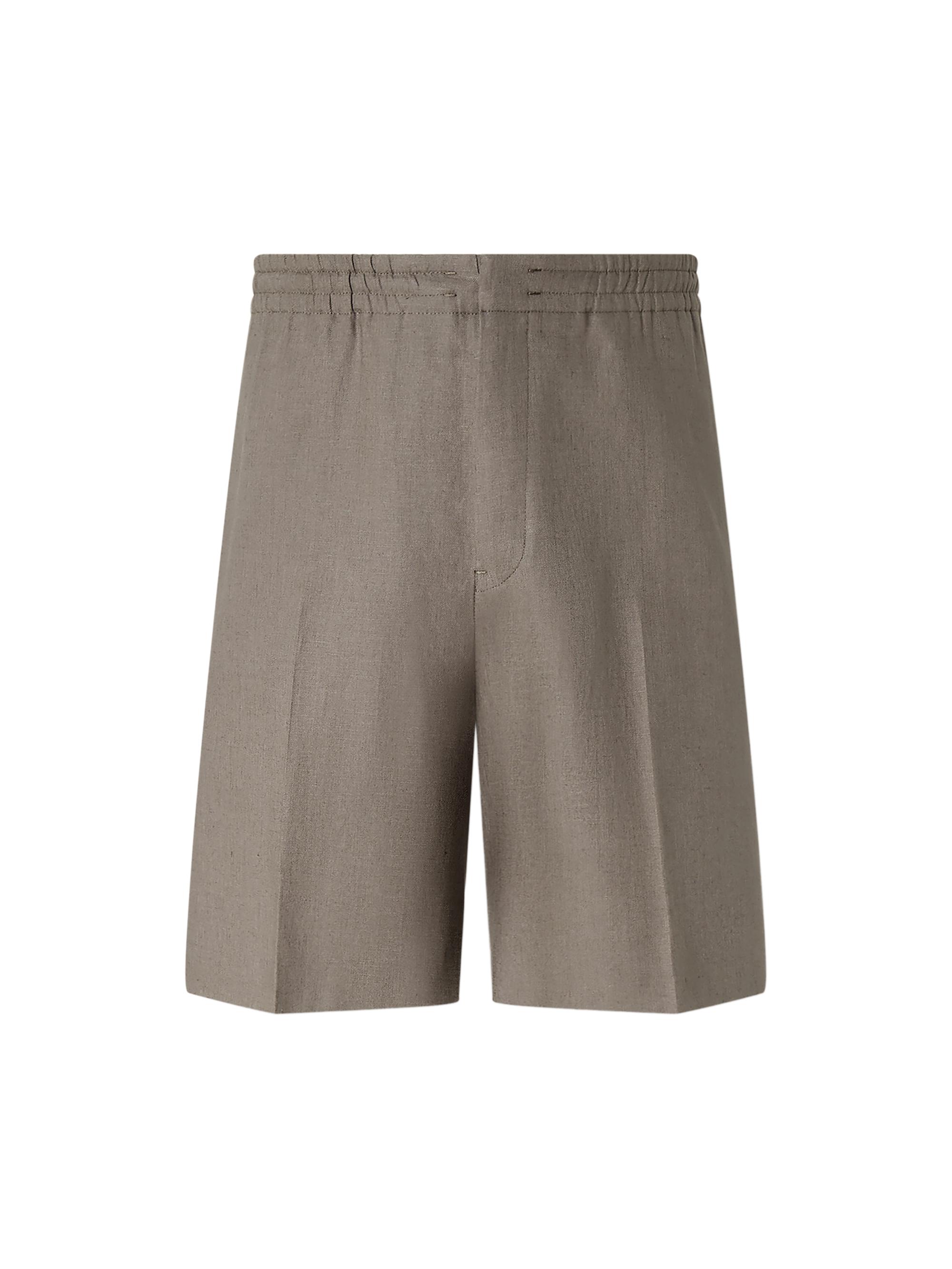 ZEGNA Men's Oasi Lino Shorts - Dark Brown