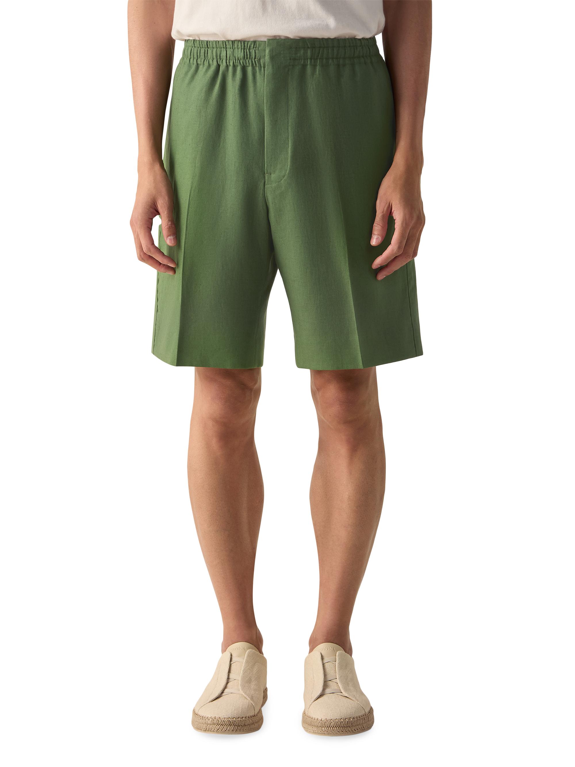 ZEGNA Men's Oasi Lino Shorts - Pine Green | Thumbnail 2