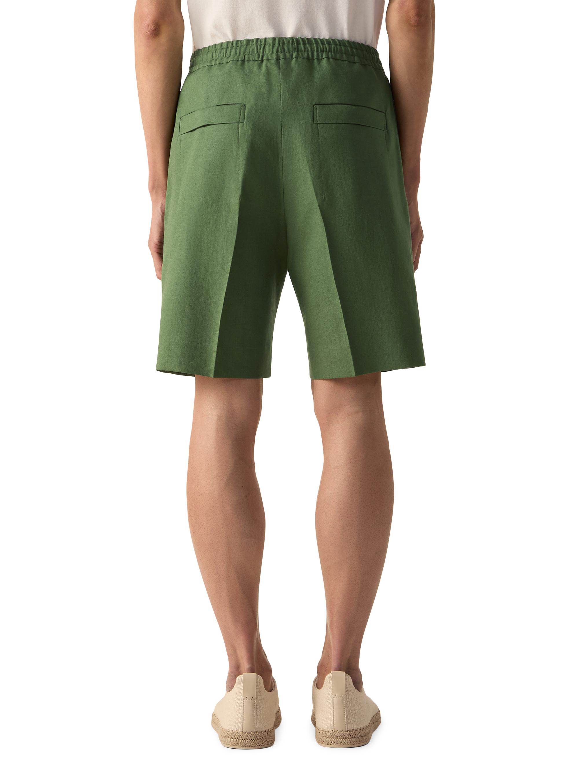 ZEGNA Men's Oasi Lino Shorts - Pine Green | Thumbnail 4