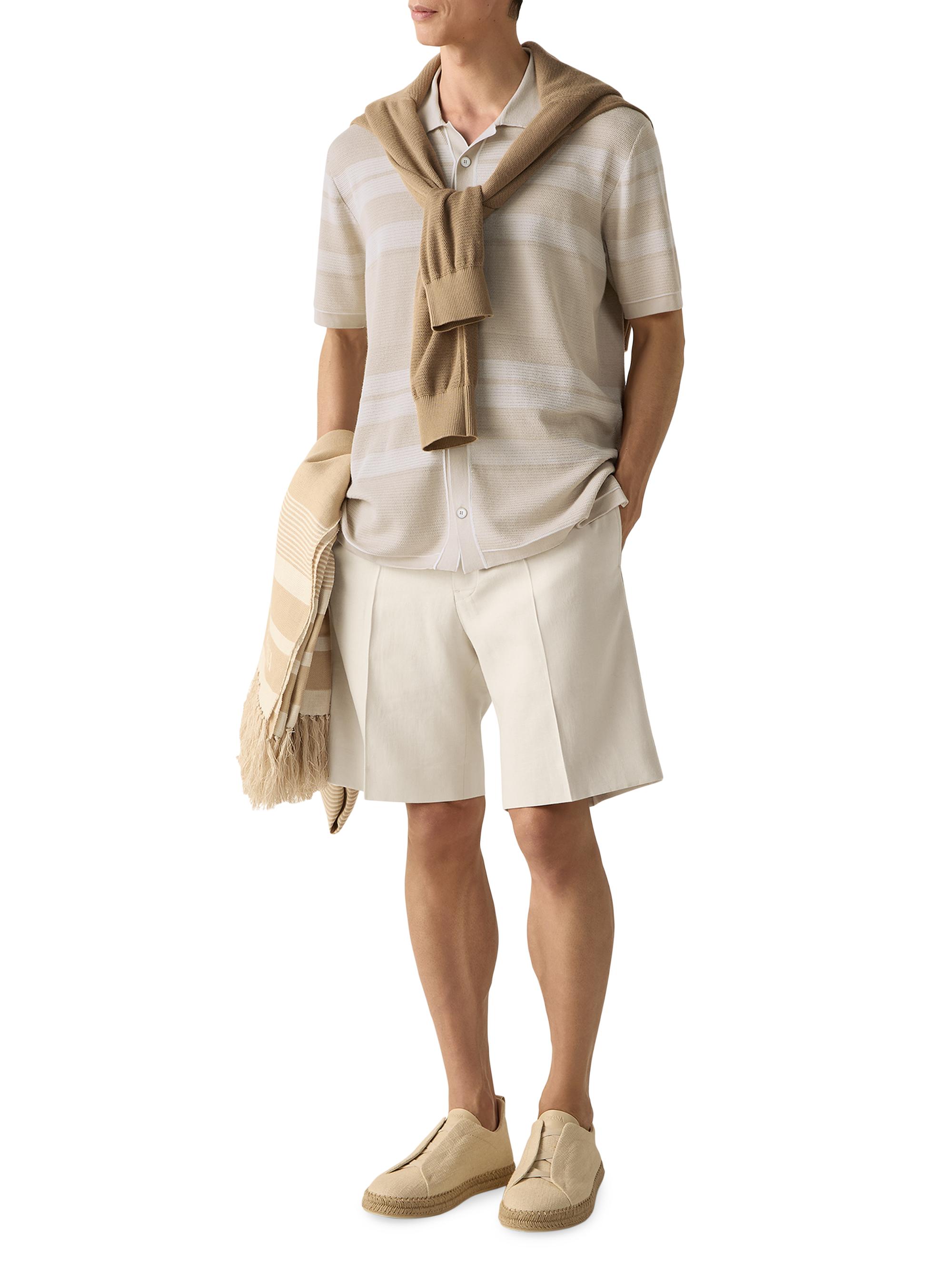 ZEGNA Men's Oasi Lino Shorts - White | Thumbnail 2