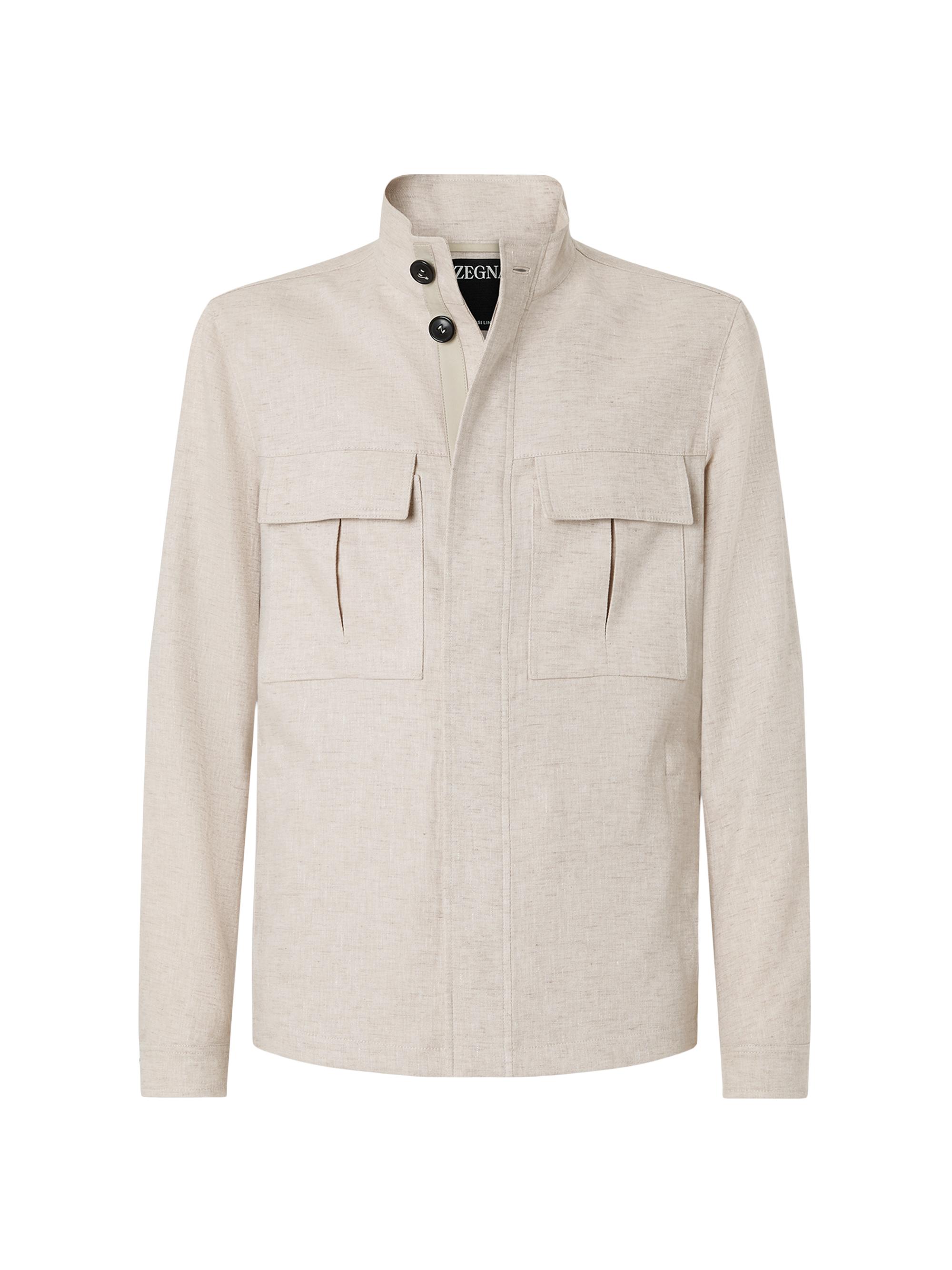 ZEGNA Men's Oasi Lino Field Jacket - Light Taupe