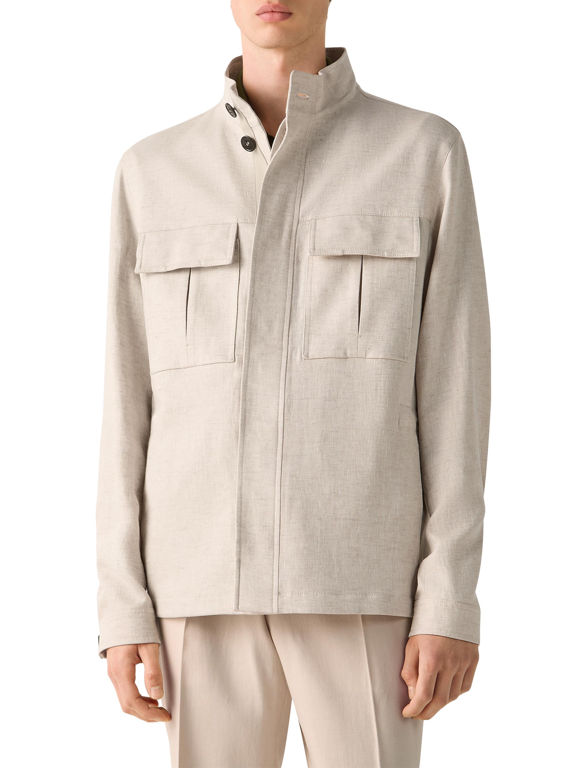 ZEGNA Men's Oasi Lino Field Jacket - Light Taupe | Thumbnail 2