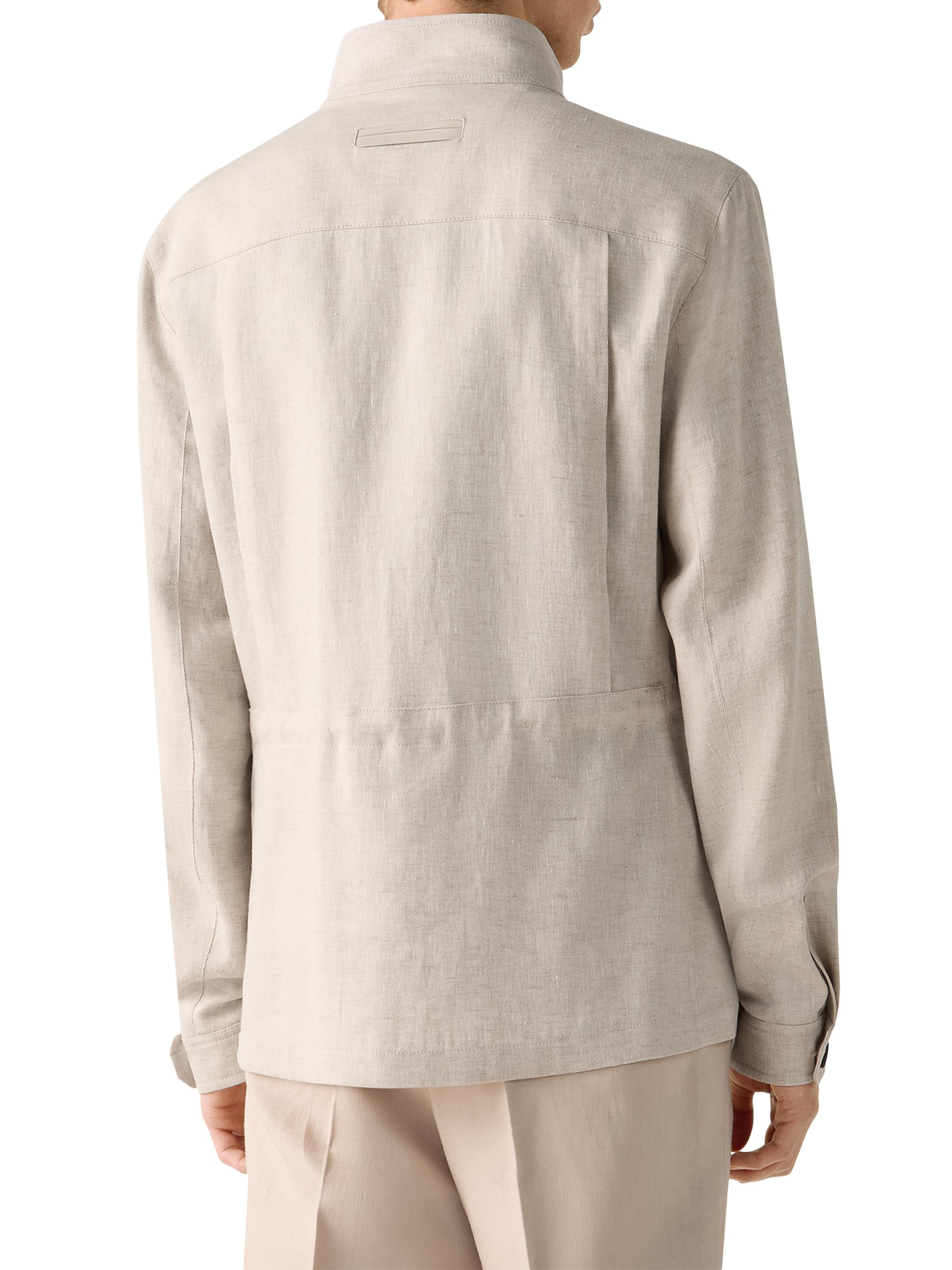ZEGNA Men's Oasi Lino Field Jacket - Light Taupe | Thumbnail 3