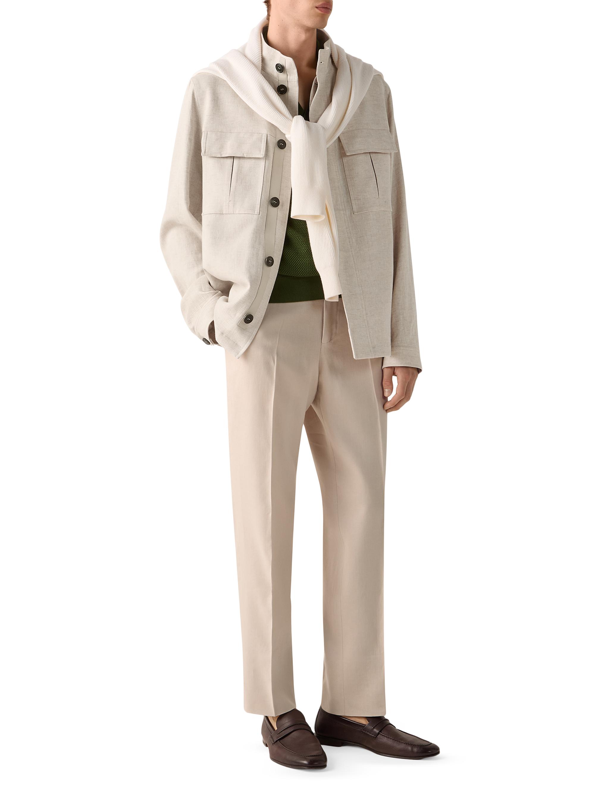 ZEGNA Men's Oasi Lino Field Jacket - Light Taupe | Thumbnail 6