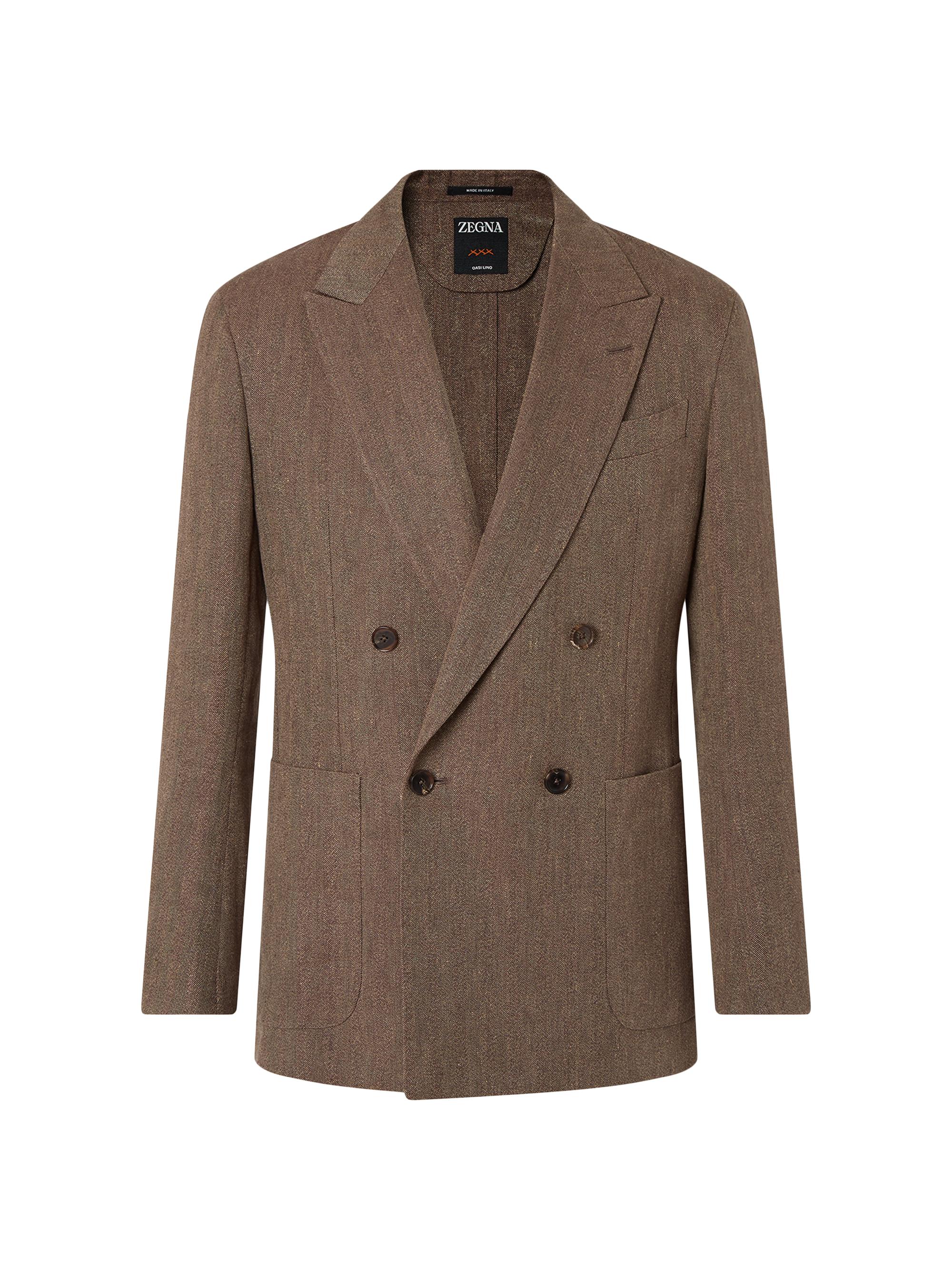 ZEGNA Men's Oasi Lino Jacket - Dark Taupe