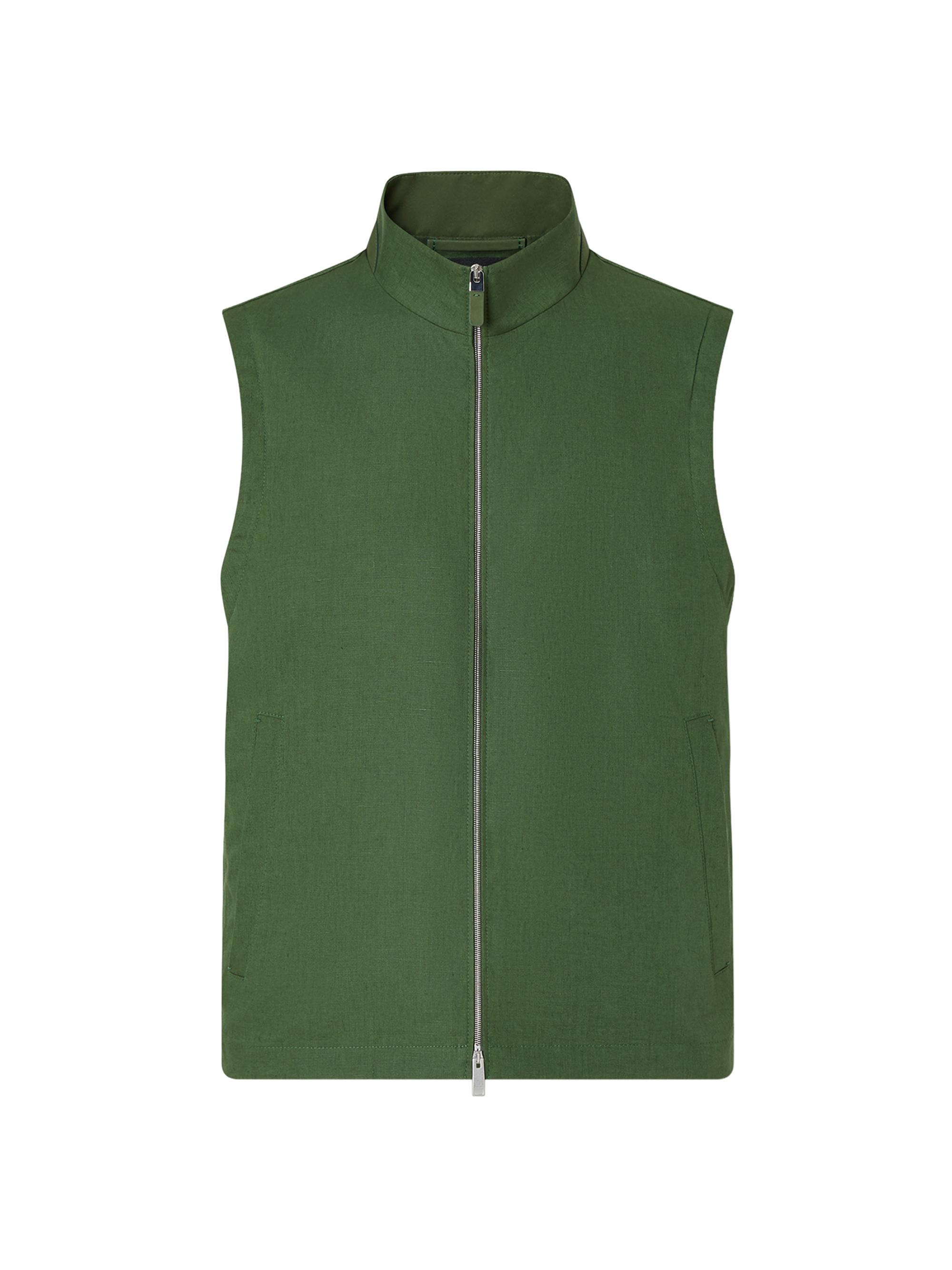 ZEGNA Men's Oasi Lino Vest - Pine Green