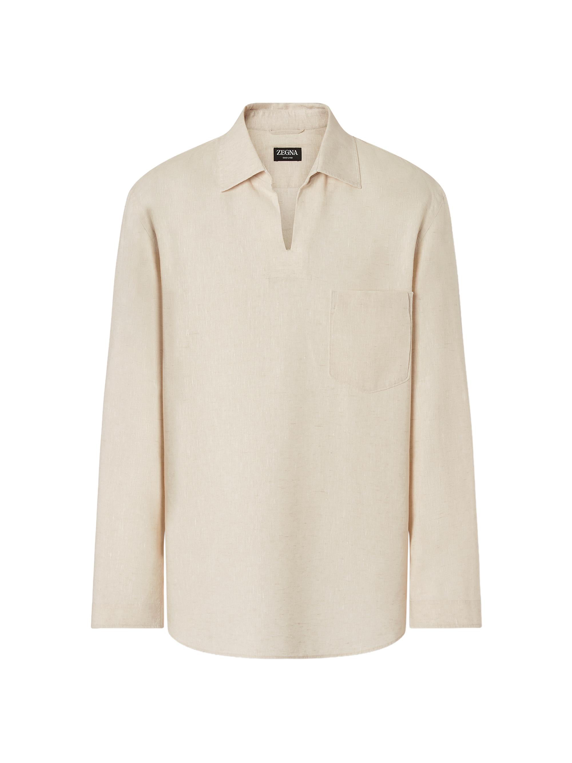ZEGNA Men's Oasi Lino Polo Shirt - Light Taupe