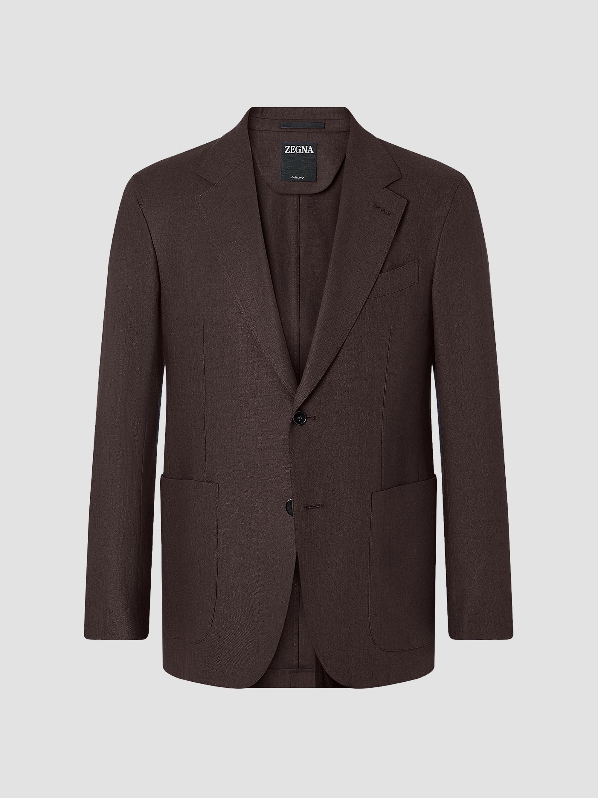 ZEGNA Men's Oasi Lino Jacket - Dark Brown | Thumbnail 3