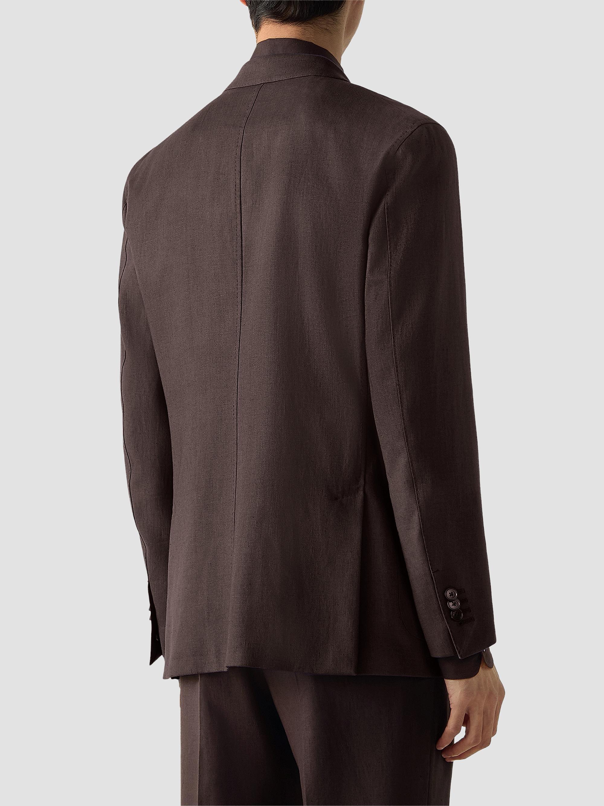 ZEGNA Men's Oasi Lino Jacket - Dark Brown | Thumbnail 5