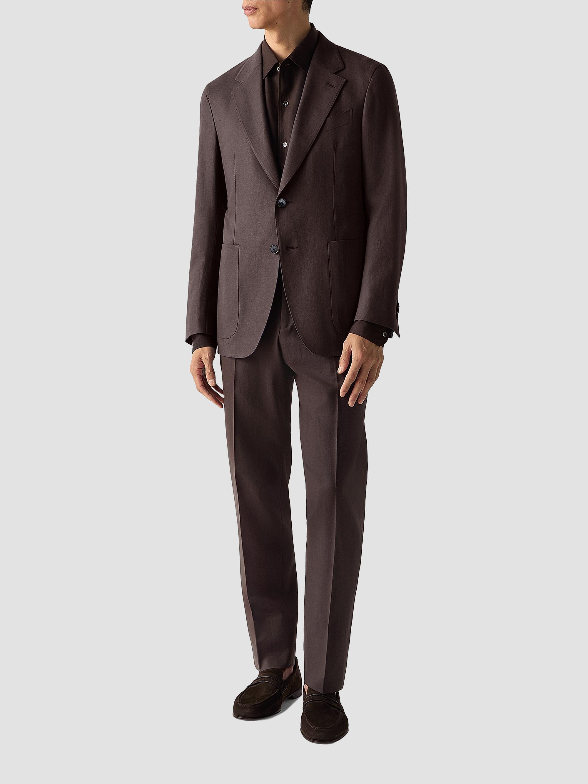 ZEGNA Men's Oasi Lino Jacket - Dark Brown | Thumbnail 2