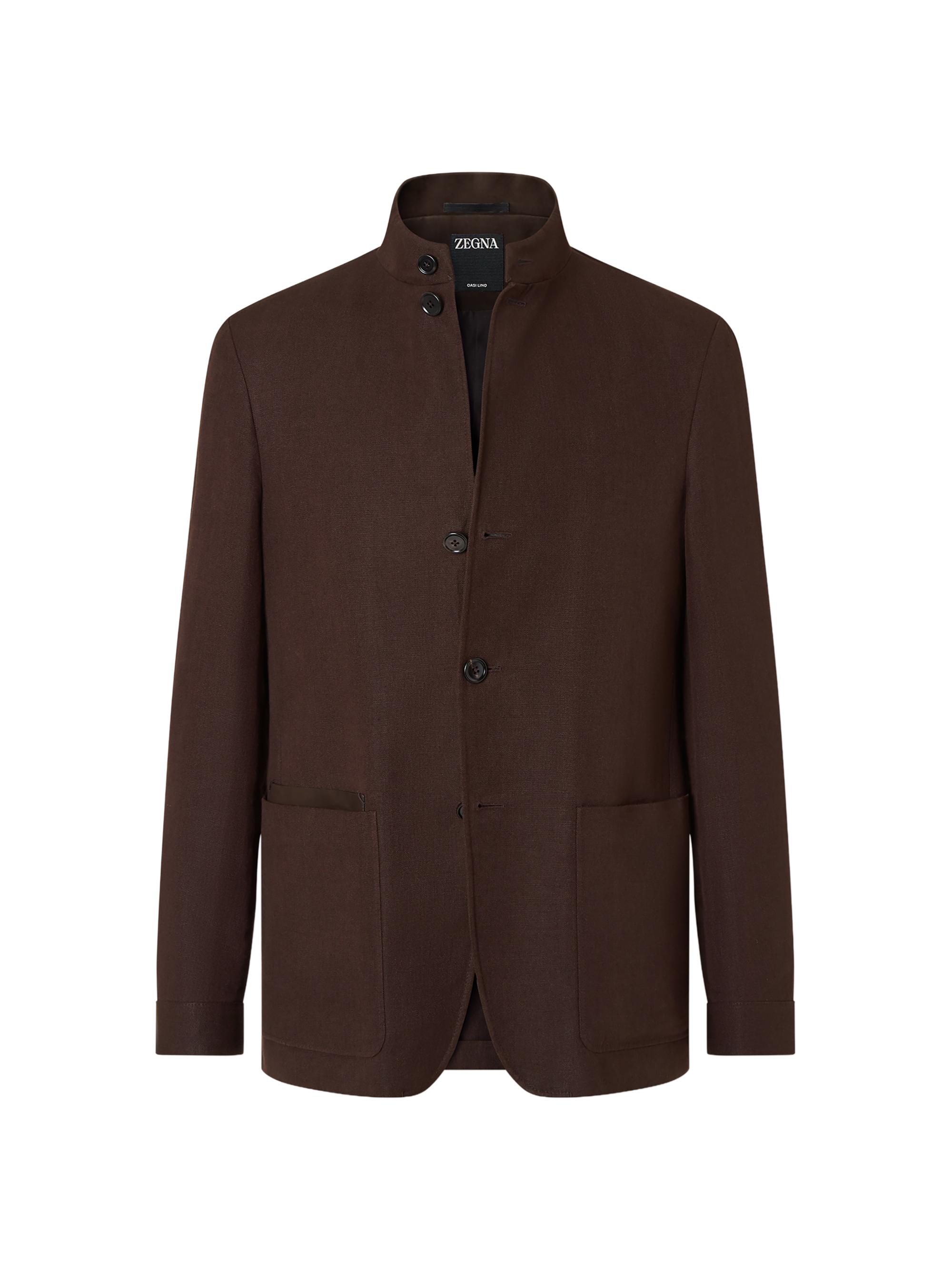 ZEGNA Men's Oasi Lino Il Conte Jacket - Dark Brown