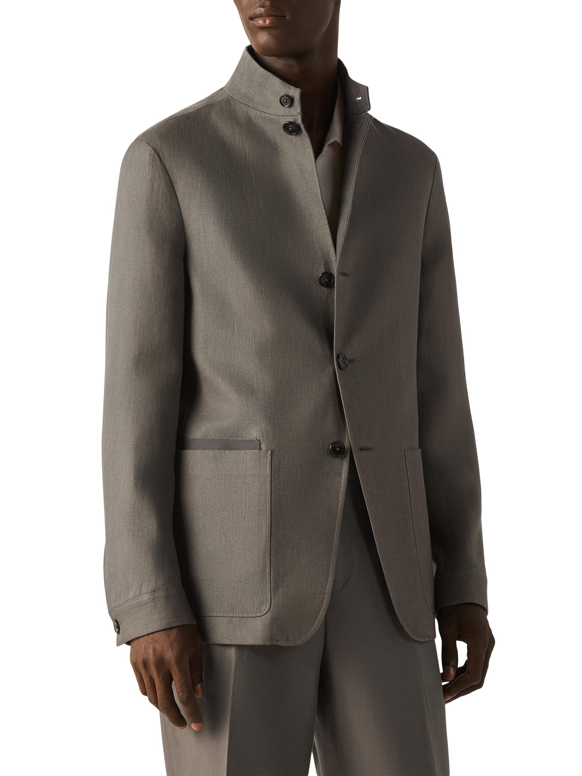 ZEGNA Men's Oasi Lino II Conte Jacket - Dark Taupe