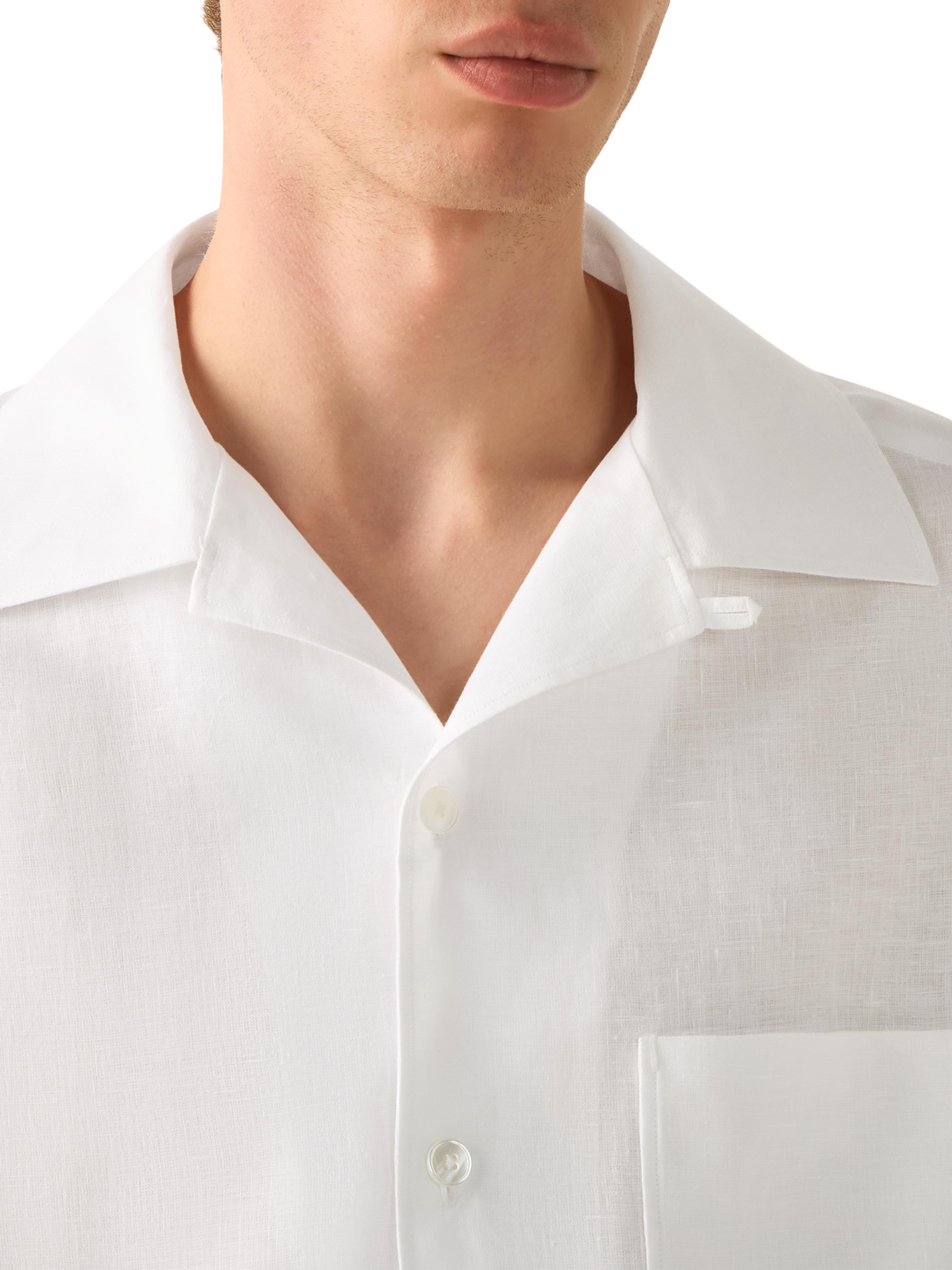 ZEGNA Men's Oasi Lino Shirt - White | Thumbnail 4