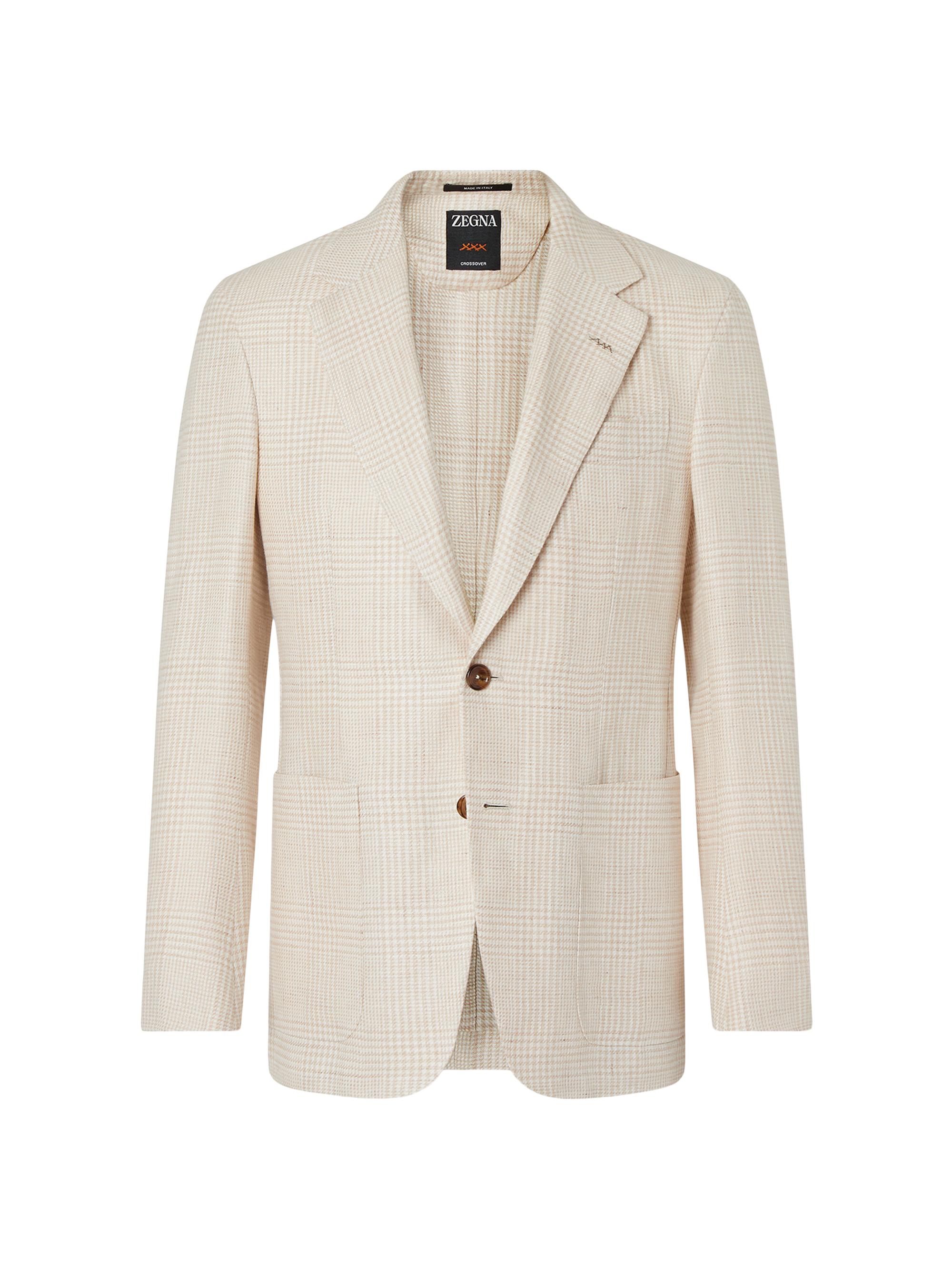 ZEGNA Men's Crossover Linen Wool and Silk Jacket - Beige White