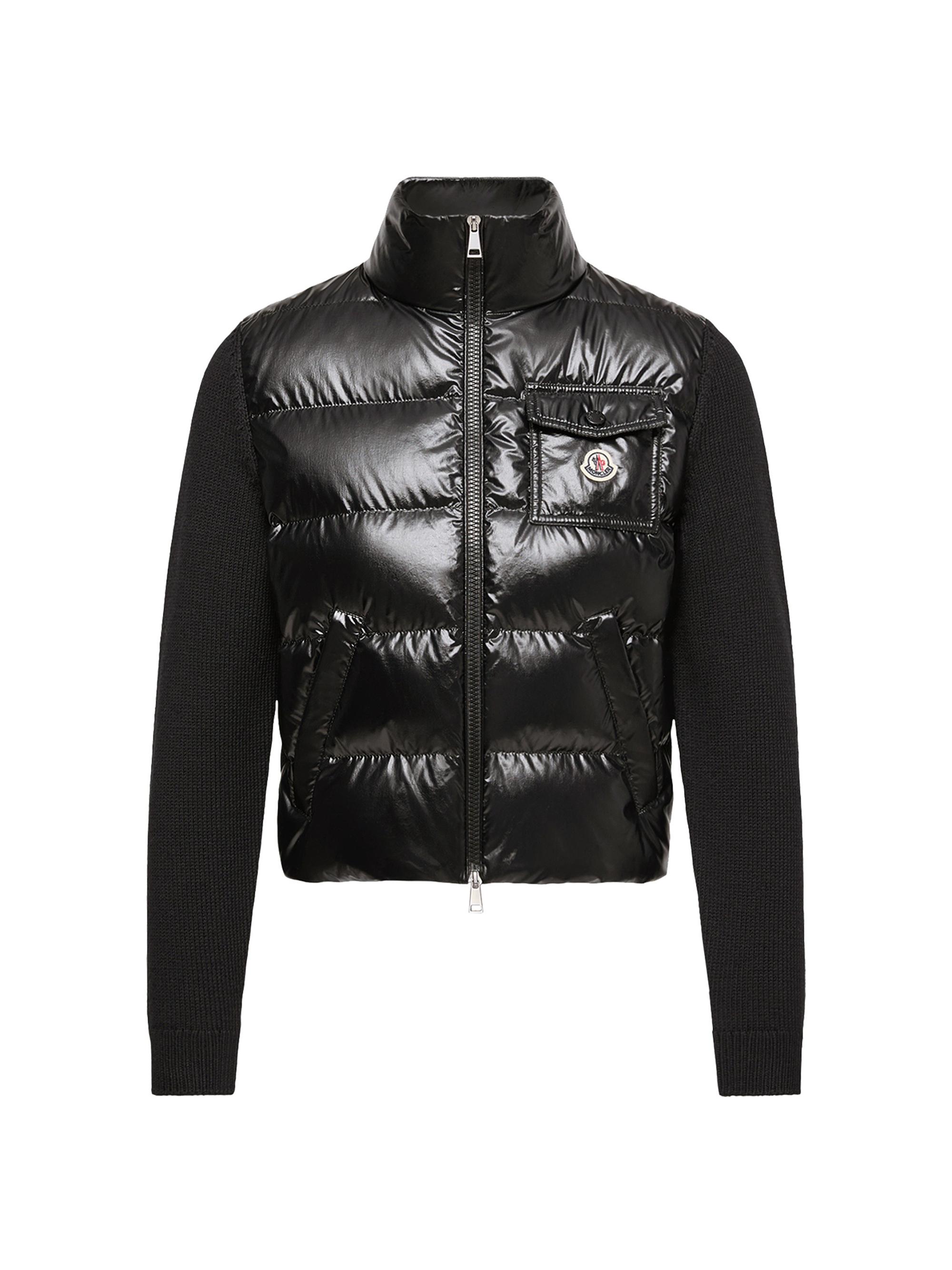 Moncler Women's Down-Filled Zip-Up Cardigan in Wool - Black