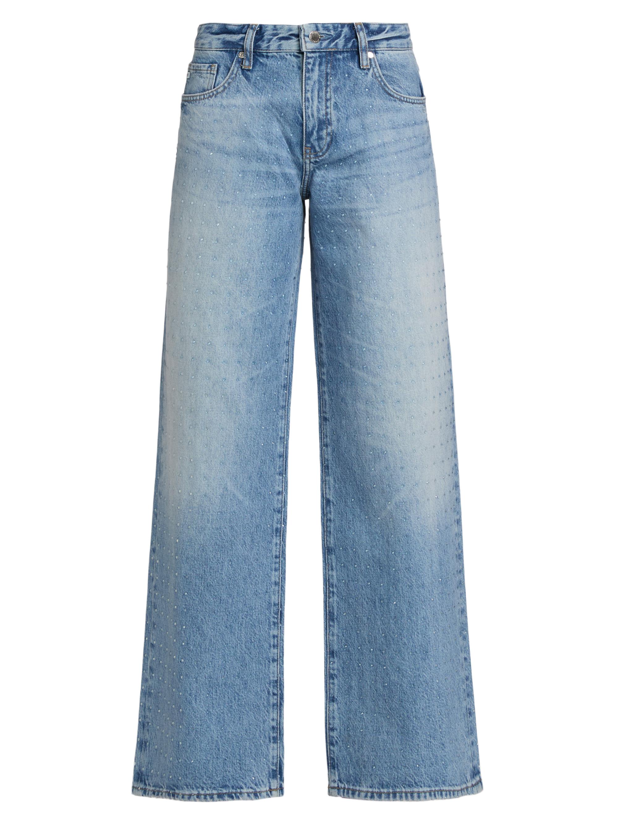 AG Jeans Women's Adria Rhinestone-Embellished Wide-Leg Jeans - Stockholm Snowdrift