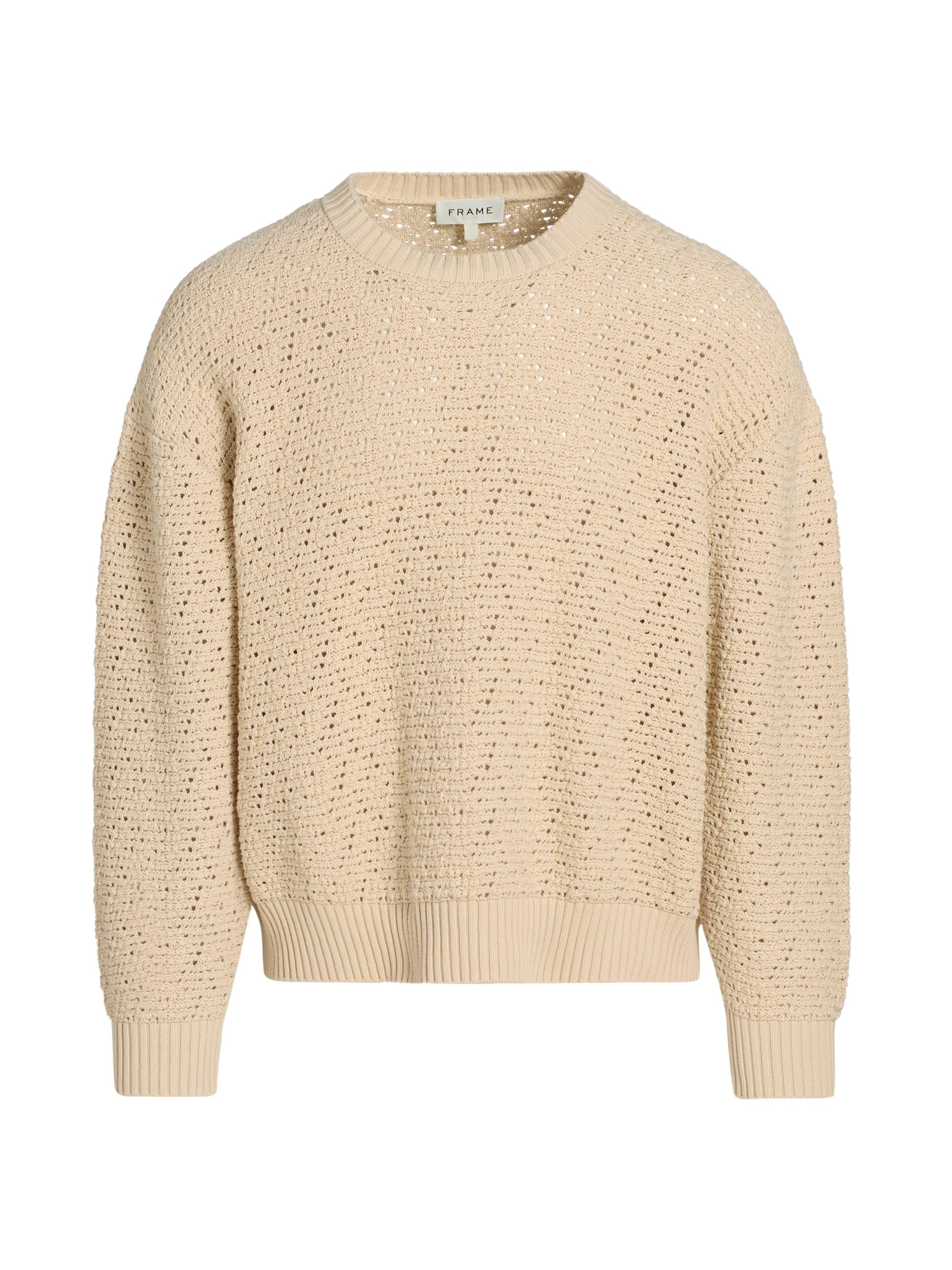 FRAME Men's Crochet Relaxed-Fit Crewneck Sweater - Light Stone