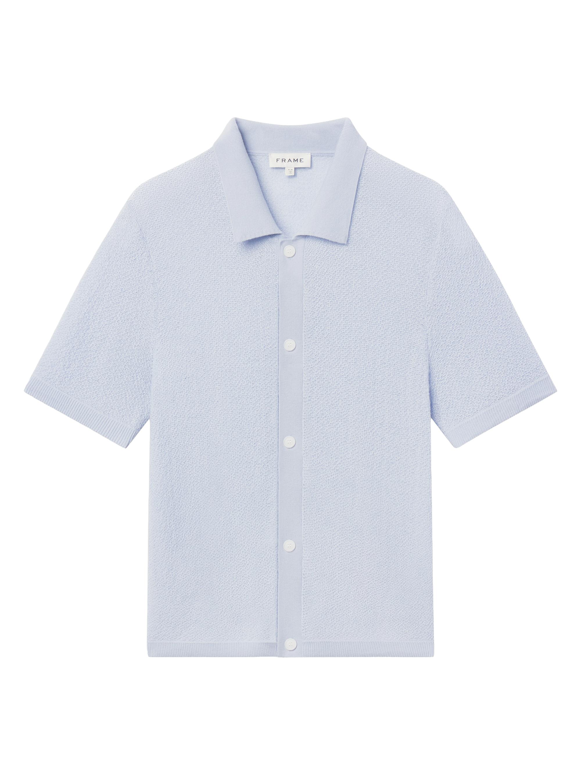 FRAME Men's Wool Short-Sleeve Button-Front Cardigan - Pale Blue