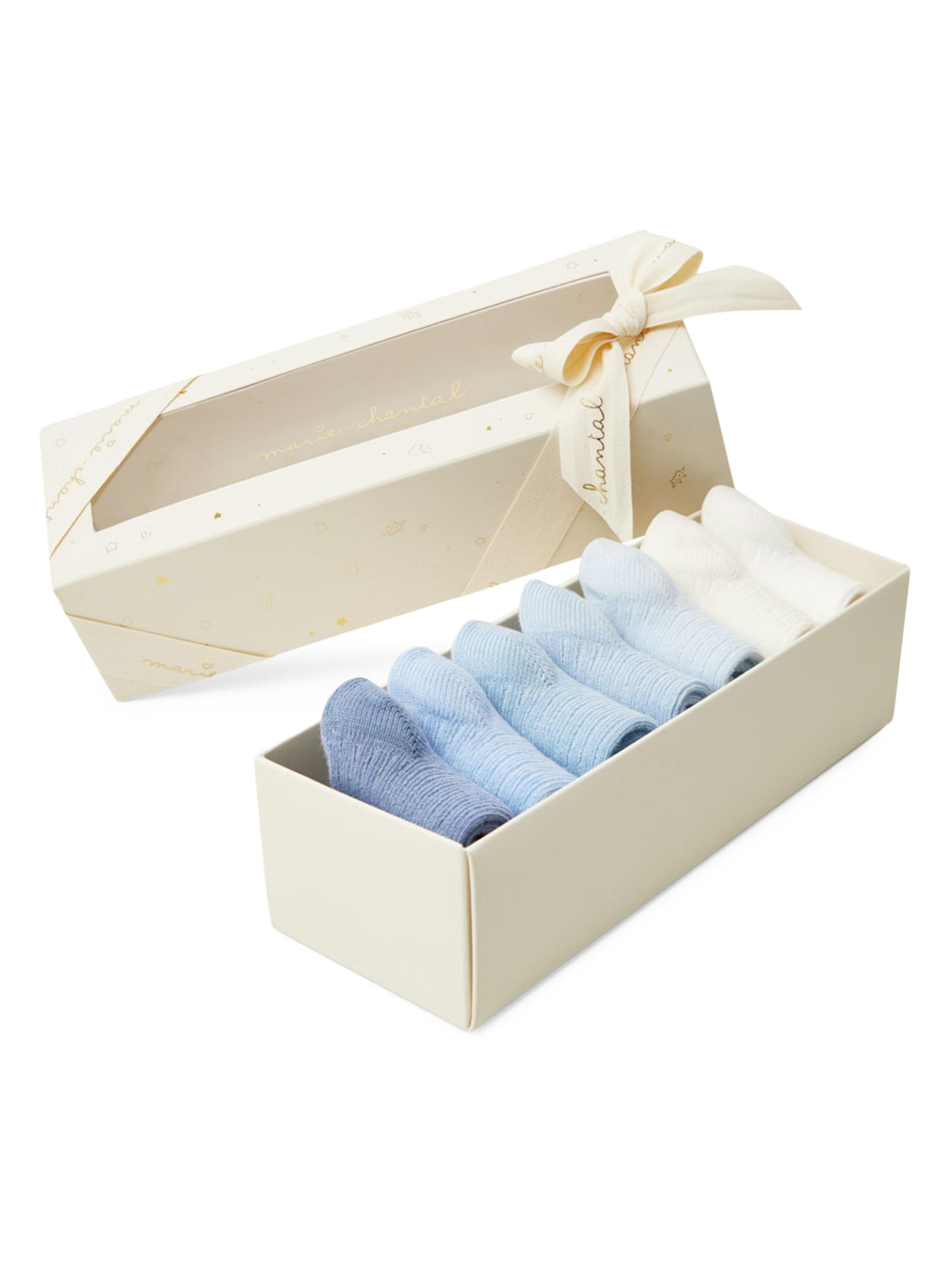 Marie-Chantal Baby Girl's 7-Pack Signature Bijou Socks - Blue 6 Months | Thumbnail 3