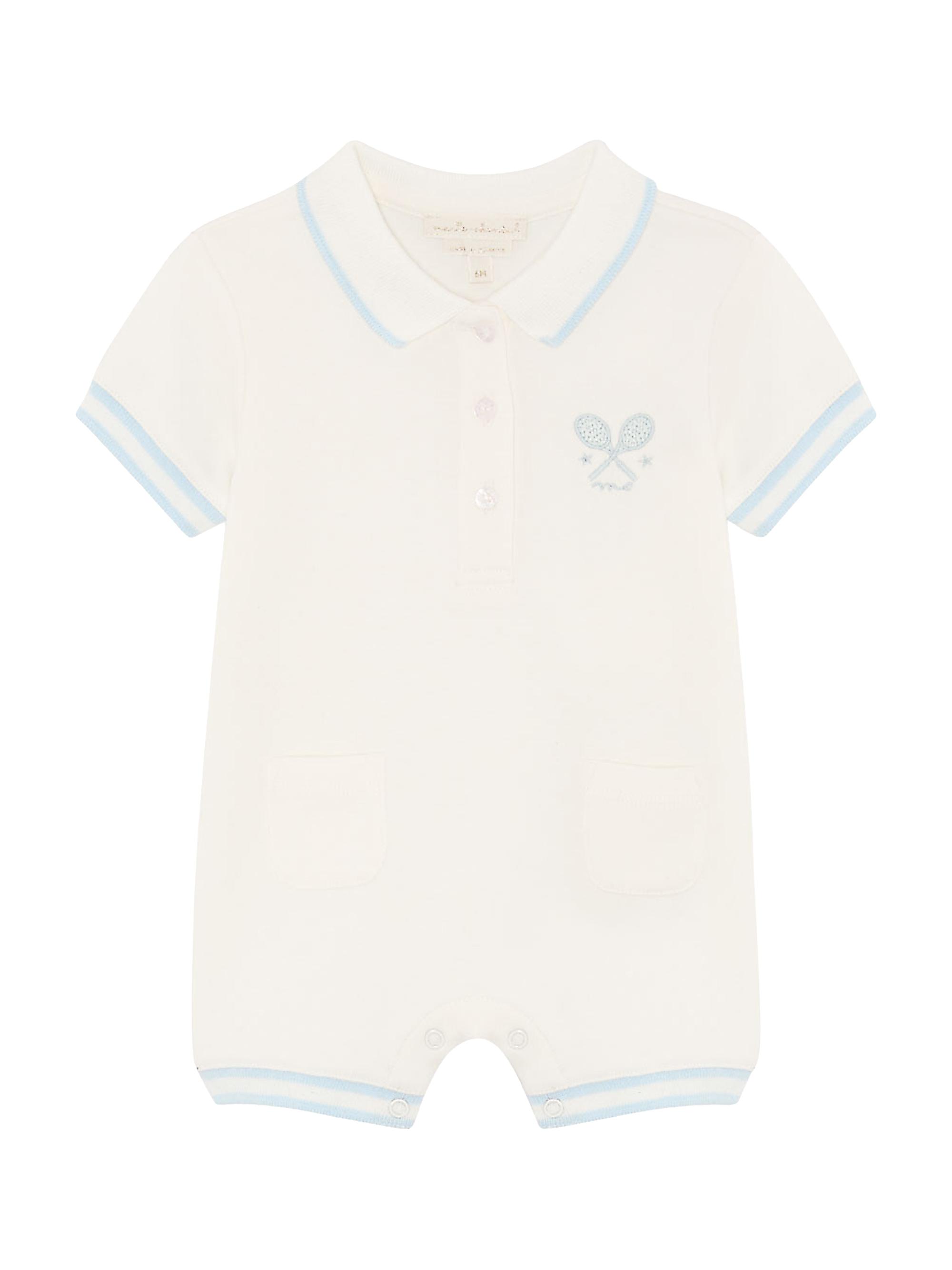 Marie-Chantal Baby Boy's Cory Embroidered Romper - Milky White 18 Months