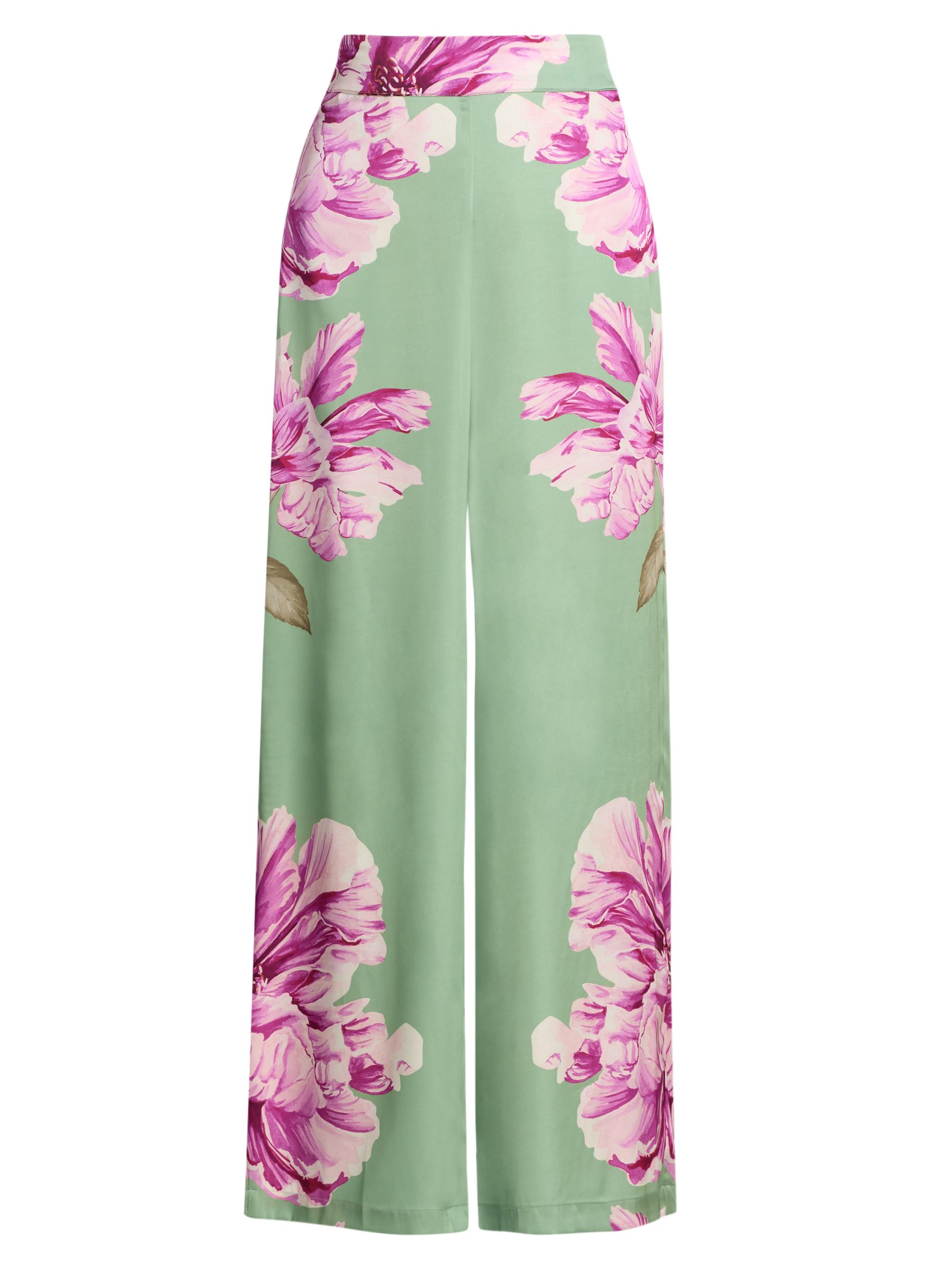 misa Misa Los Angeles Izzie Floral Satin High-Rise Wide-Leg Pants