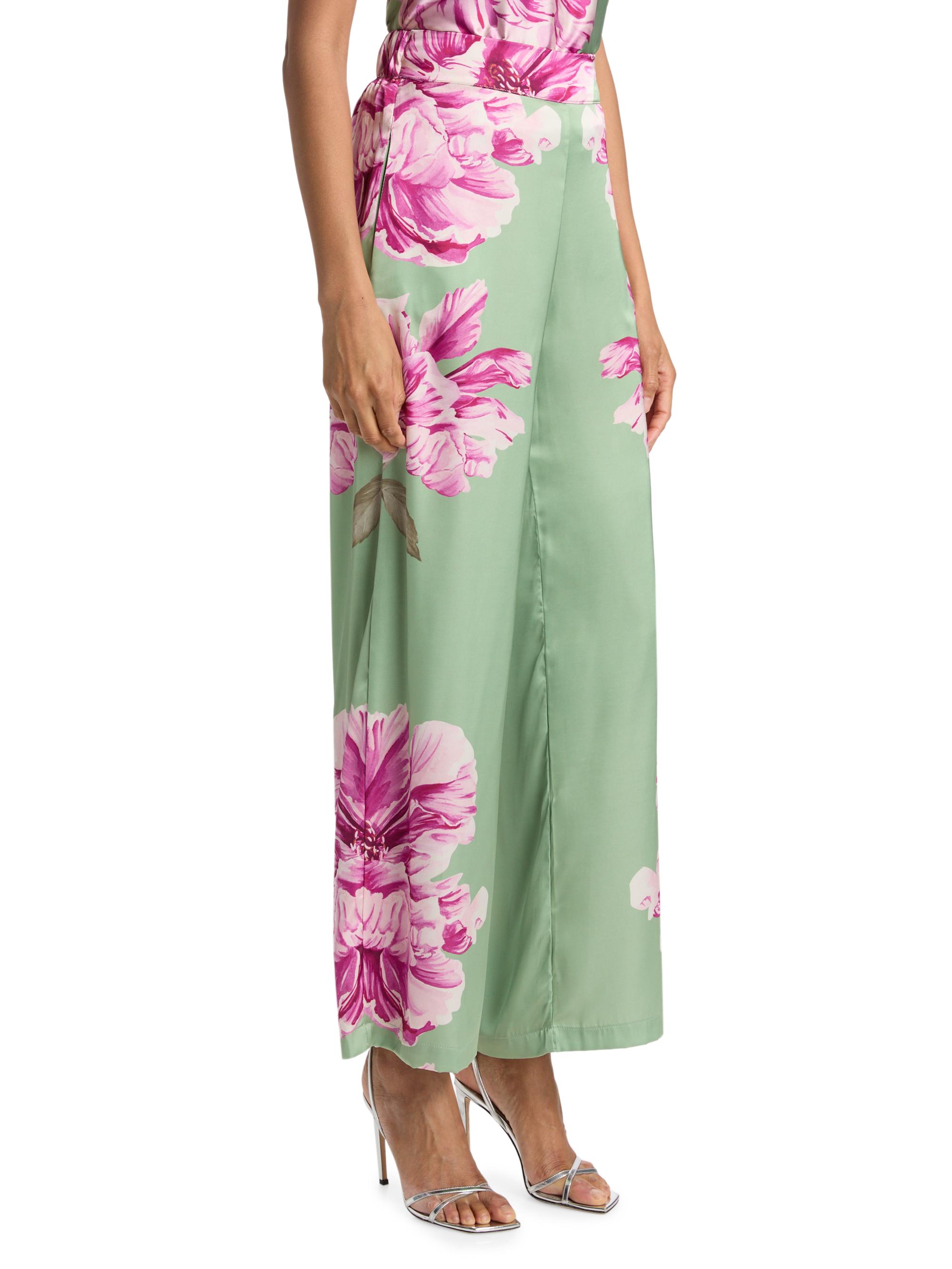 Misa Los Angeles Izzie Floral Satin High-Rise Wide-Leg Pants
