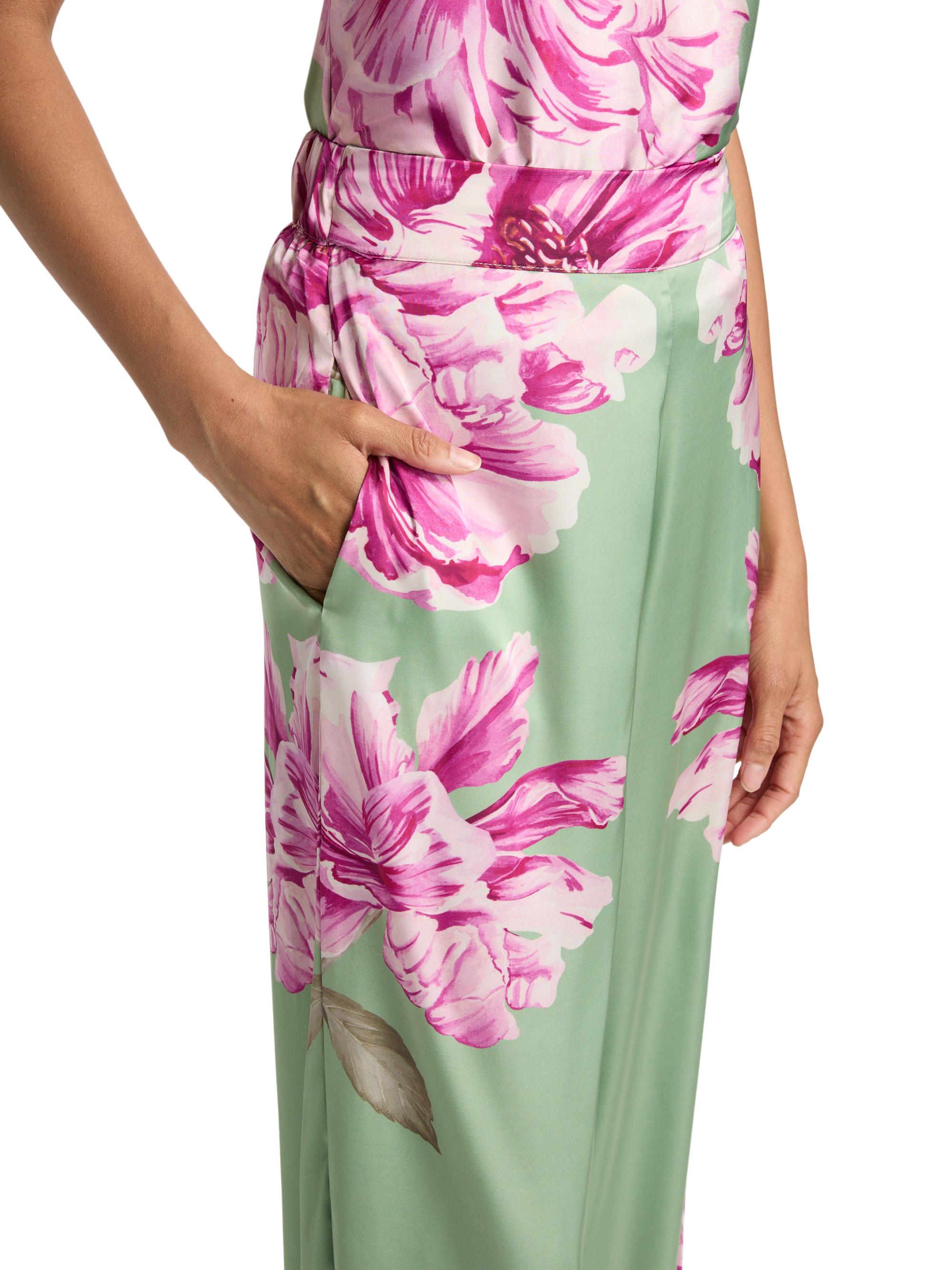 Misa Los Angeles Izzie Floral Satin High-Rise Wide-Leg Pants