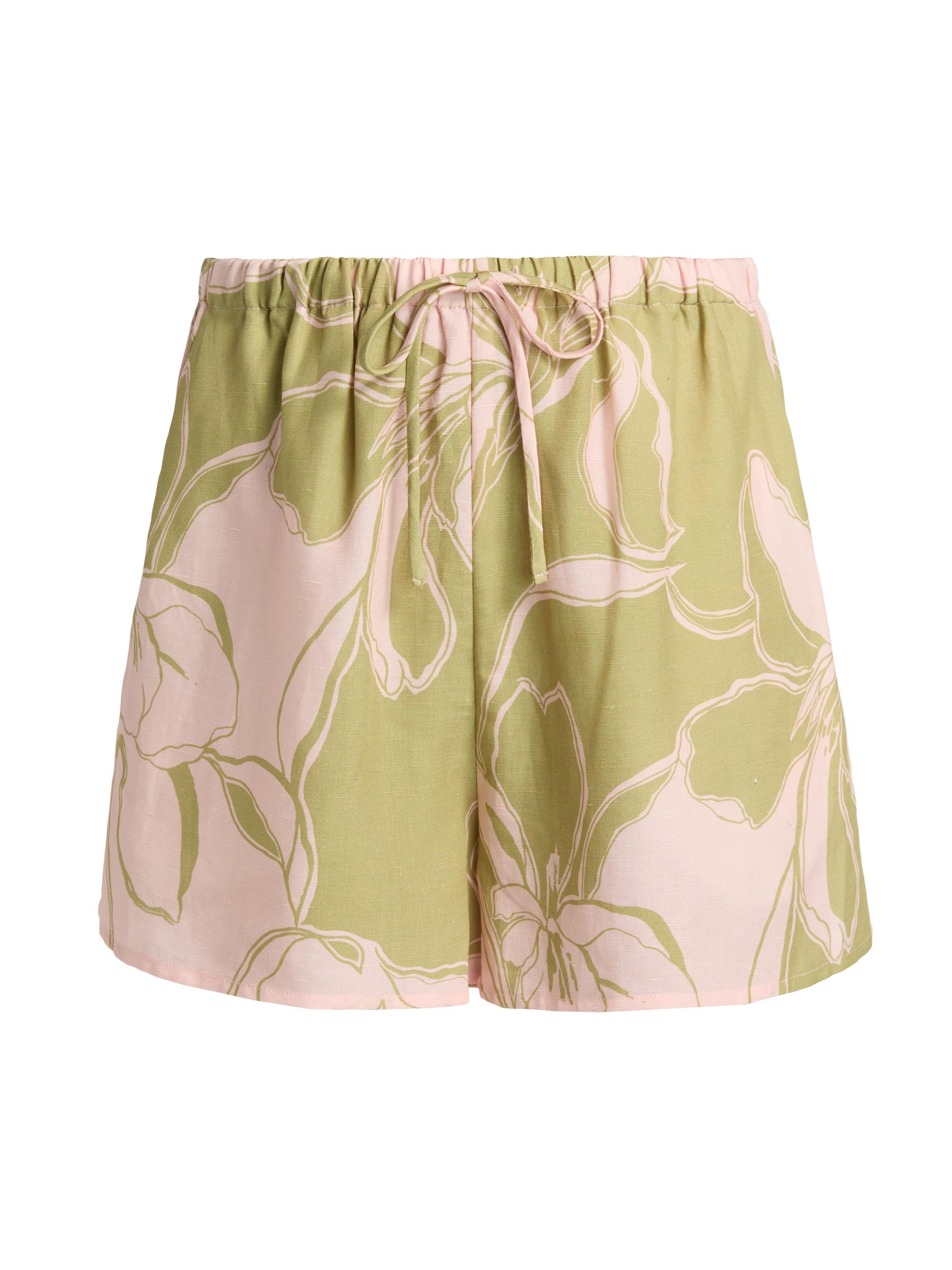 Misa Los Angeles Women's Asher Linen-Blend Shorts - Olive Flora